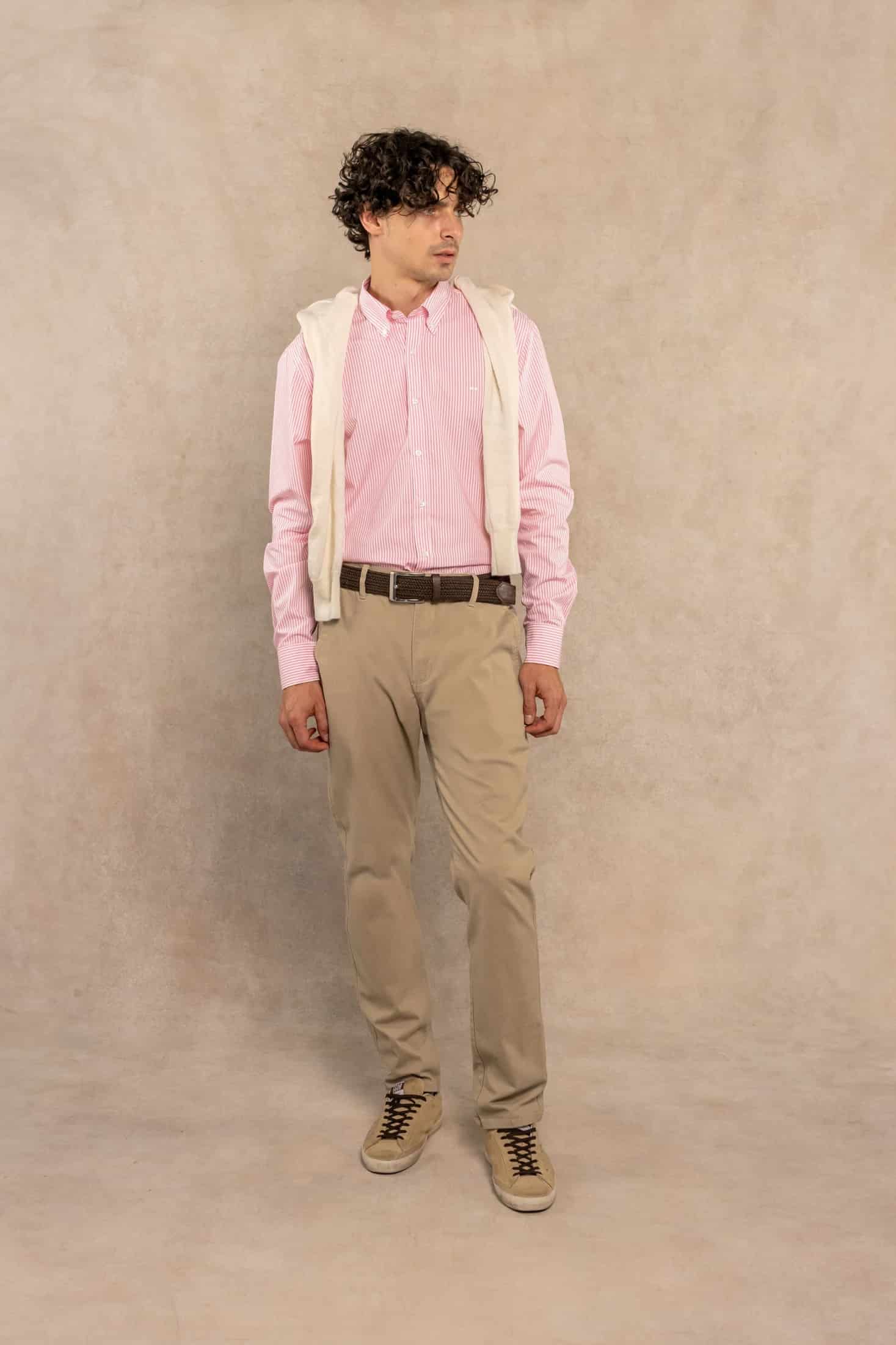 Camisa Antimanchas Popelina Rayas Rosadas Logo Combinado - miniatura 2