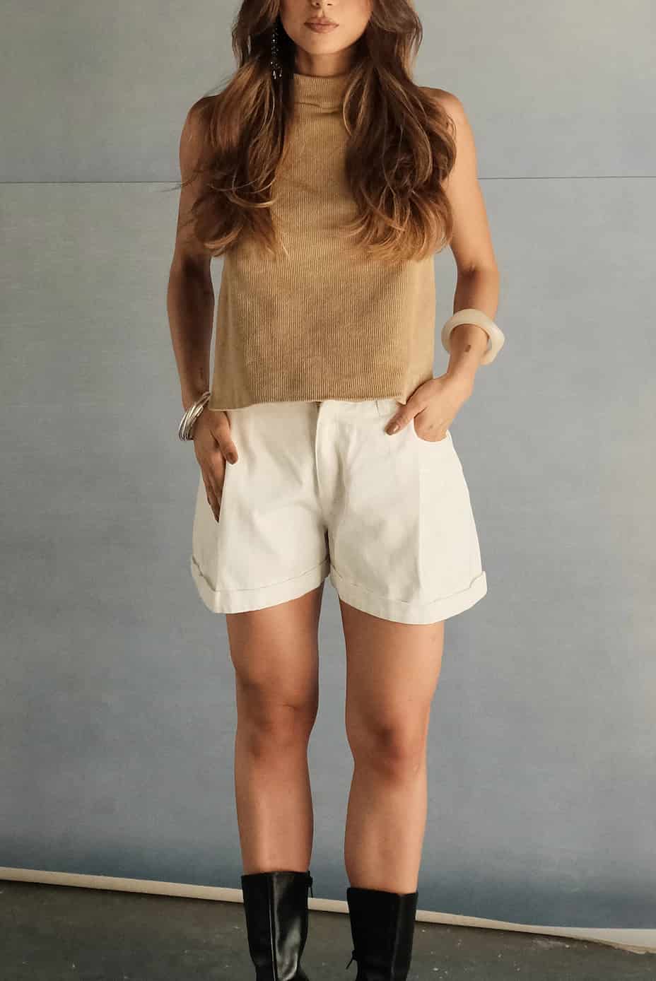 Short Mayo de algodón | Denim Blanco - miniatura 4