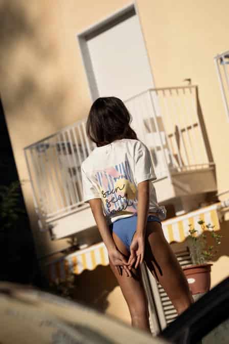 Zebra Line Blue Overzise T Shirt - miniatura 1