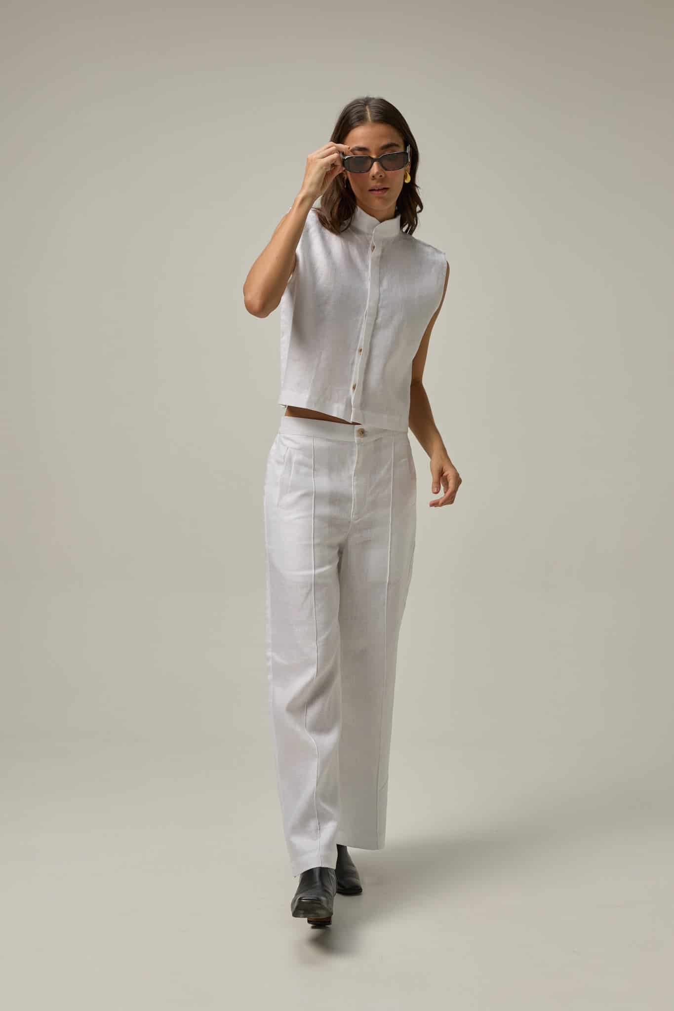 Chaleco Muse de lino | blanco - miniatura 4