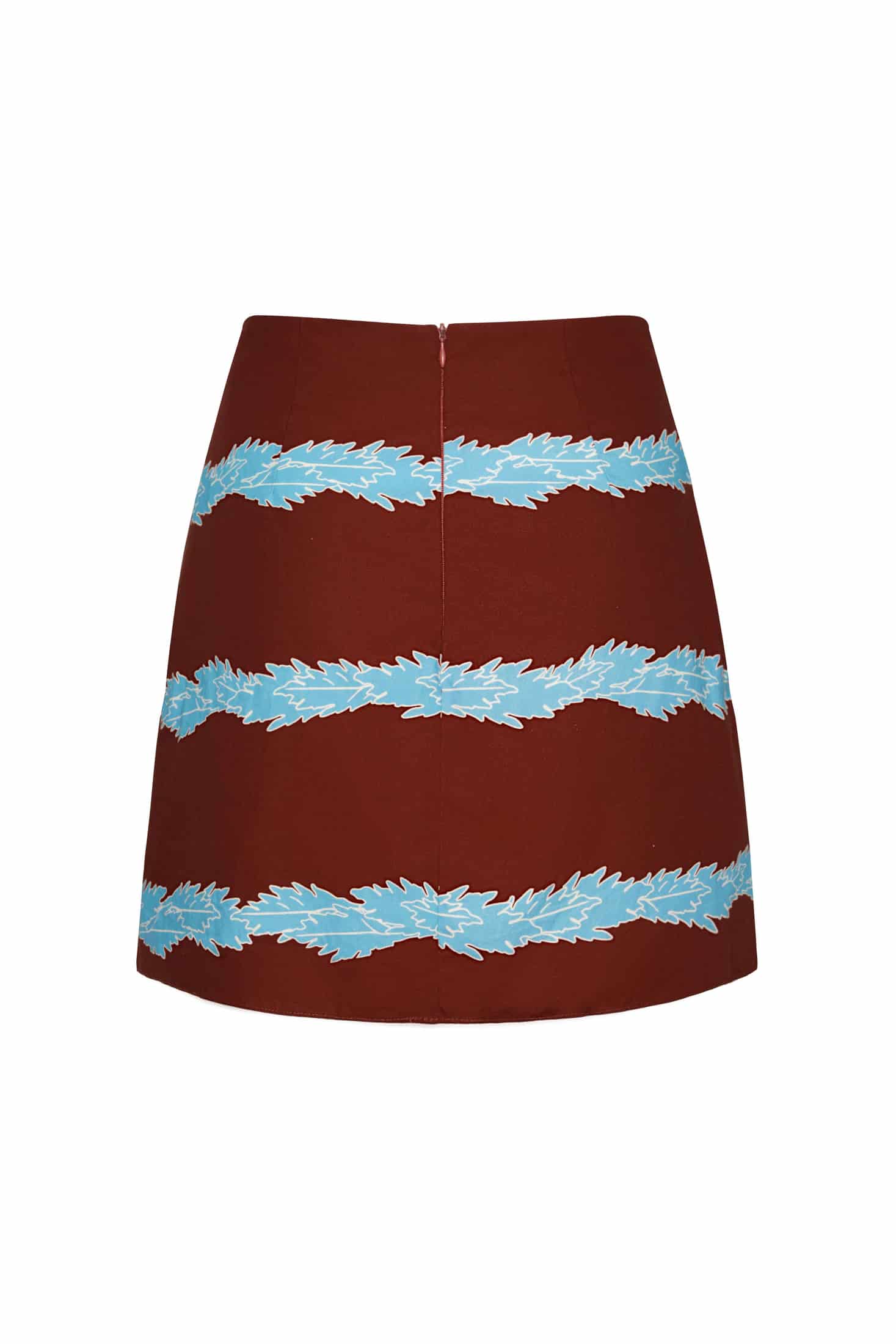 Carmelita Hand Embroidered Cotton Mini Skirt / Chocolate Striped Helechos - miniatura 4