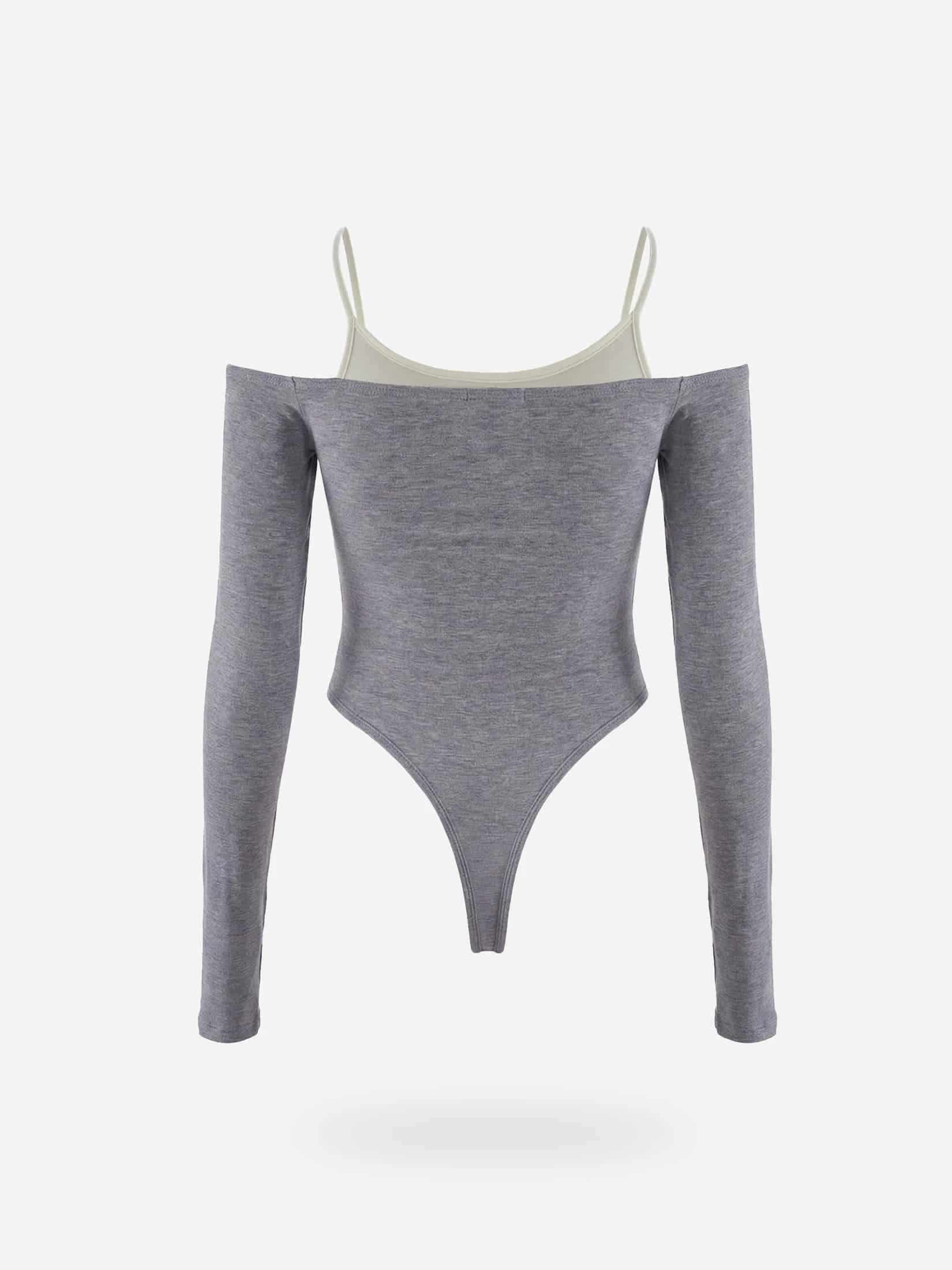 DOUBLE LAYER BODYSUIT - JASPE GRAY & CREAMY - miniatura 7