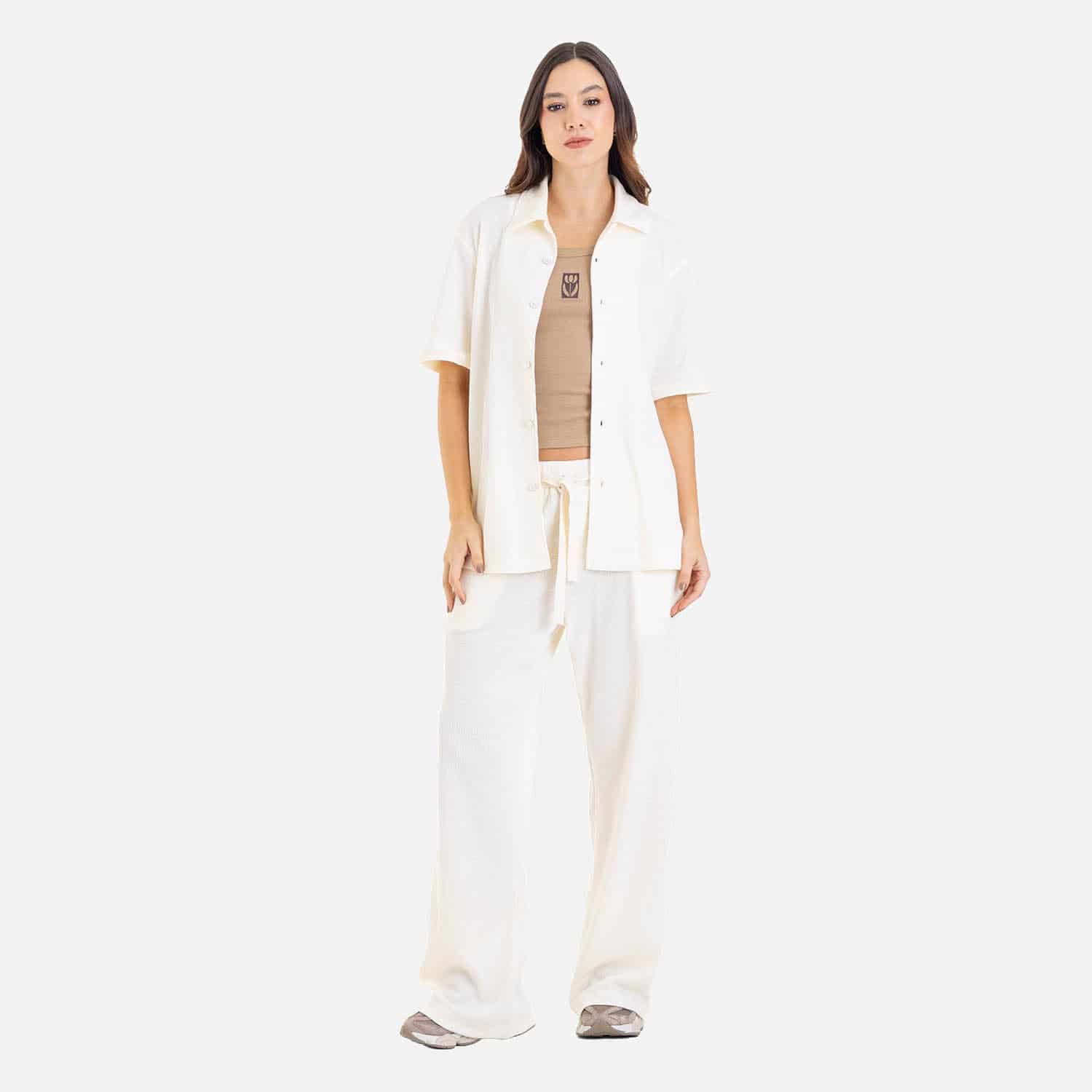 Relaxed Short Sleeve Shirt Ivory - miniatura 4