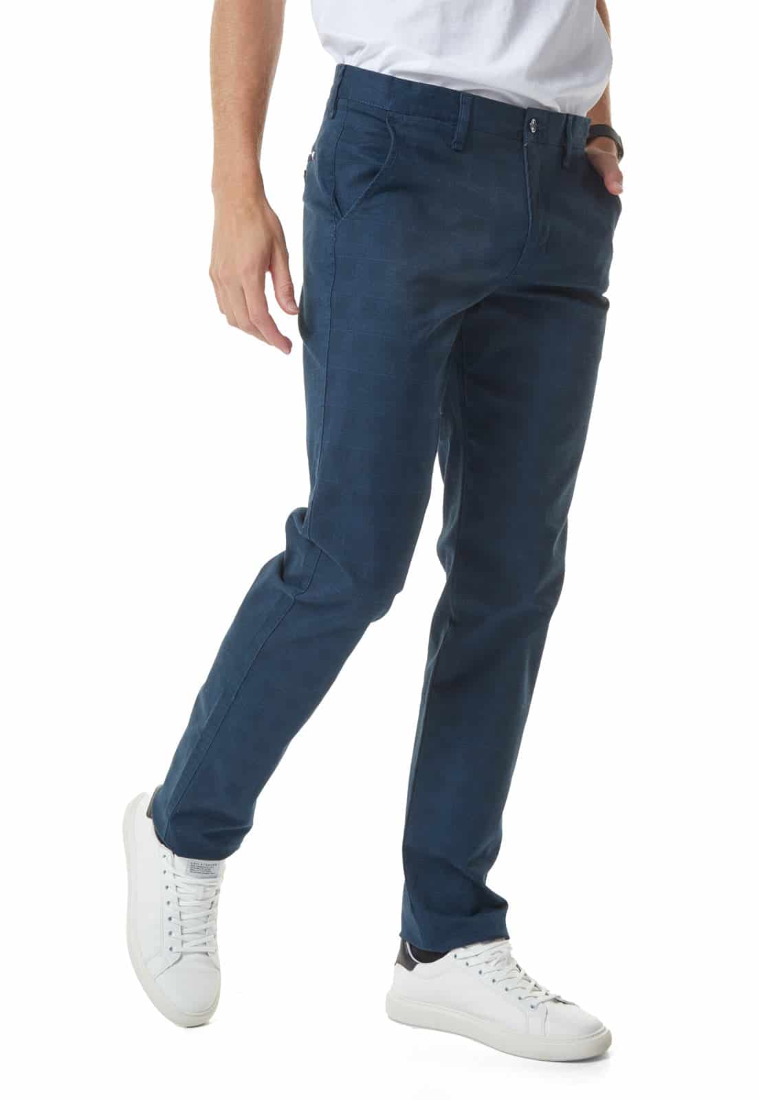 Pantalón dril a cuadros azules - miniatura 1