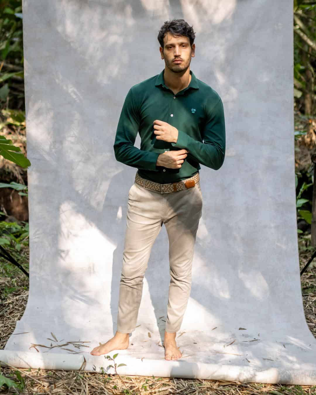Camisa Antimanchas piqu  Verde Esmeralda - miniatura 4