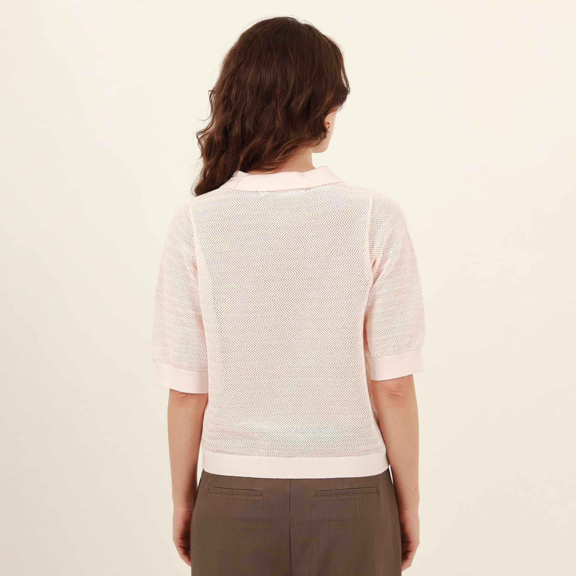 Sweater cuello polo manga corta con textura - miniatura 5