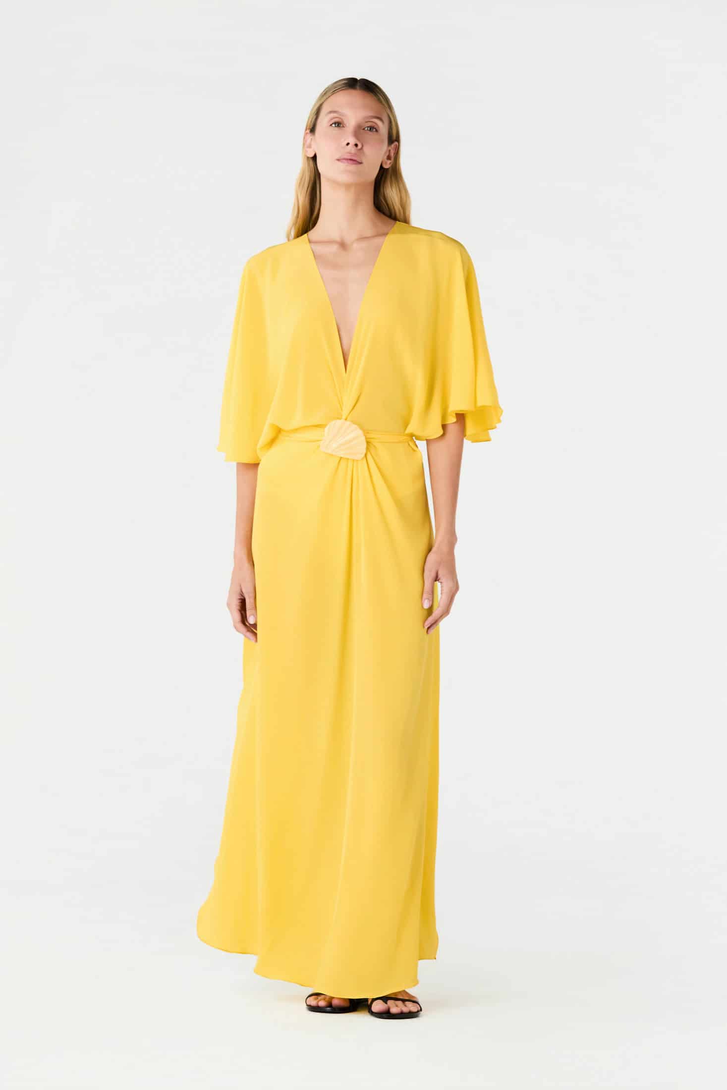 Perla del Sol Silk Midi Dress / Yellow - miniatura 1