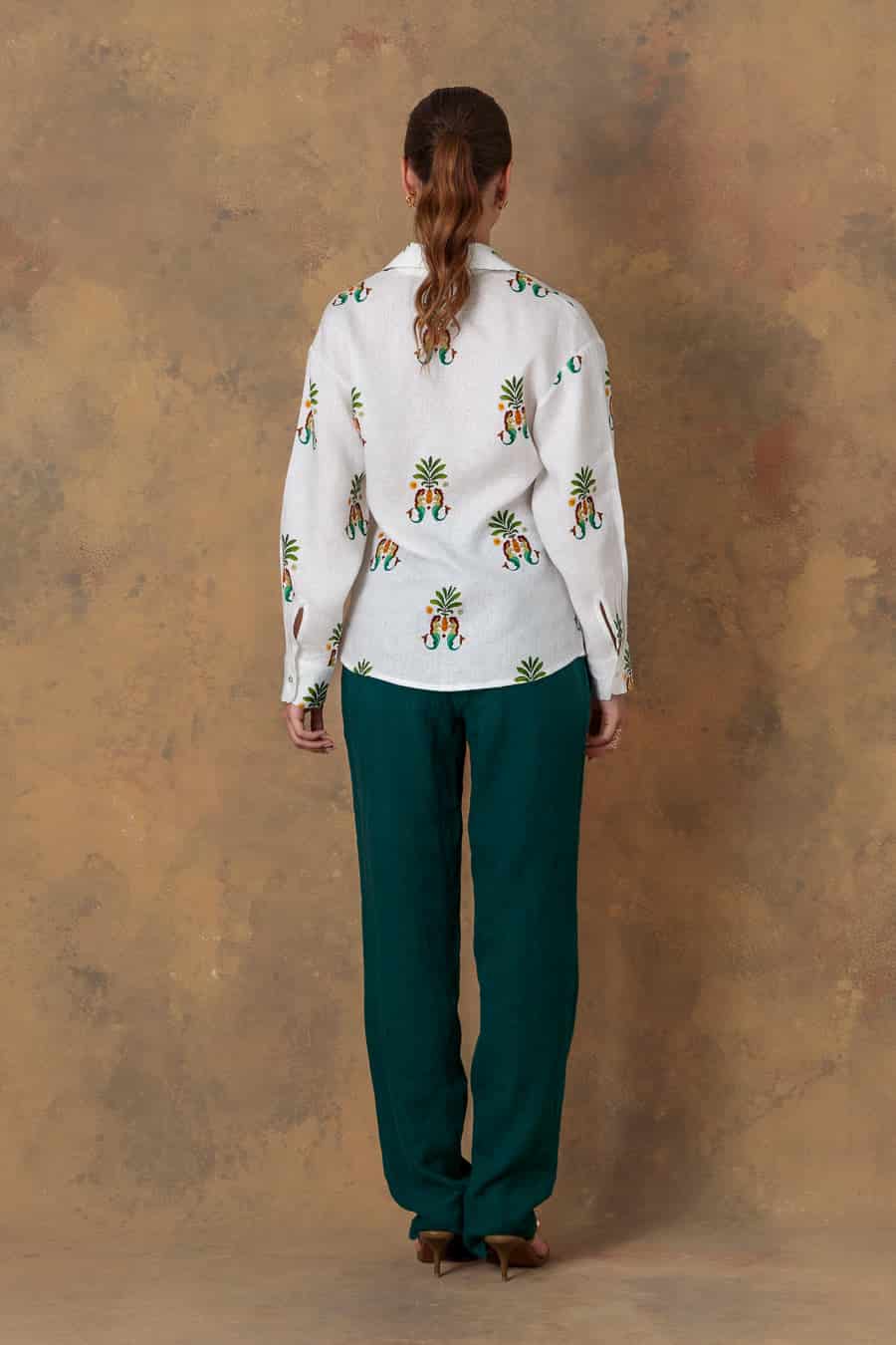 Women's shirt linen nerida white - miniatura 2