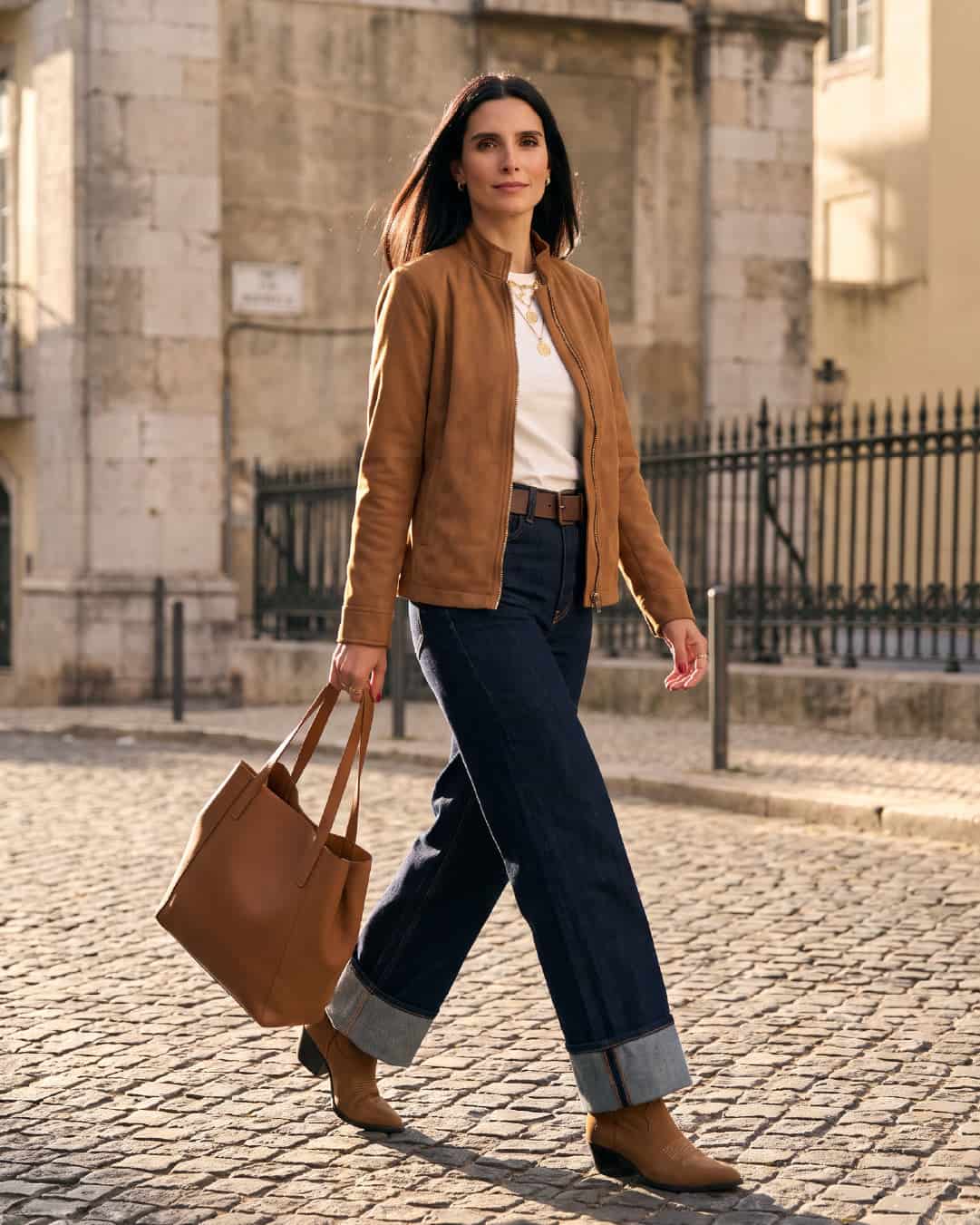 Chaqueta Cambridge Gamuza Camel Mujer - miniatura 1