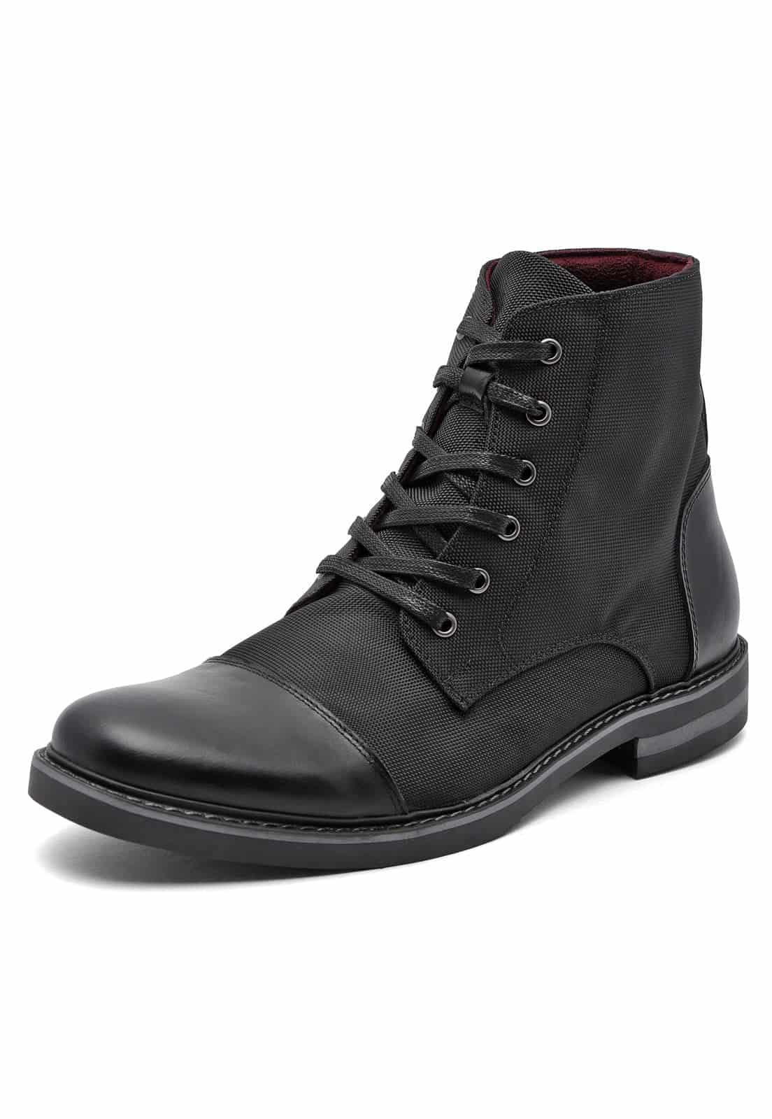 Botas negras en lona y cuero - miniatura 1