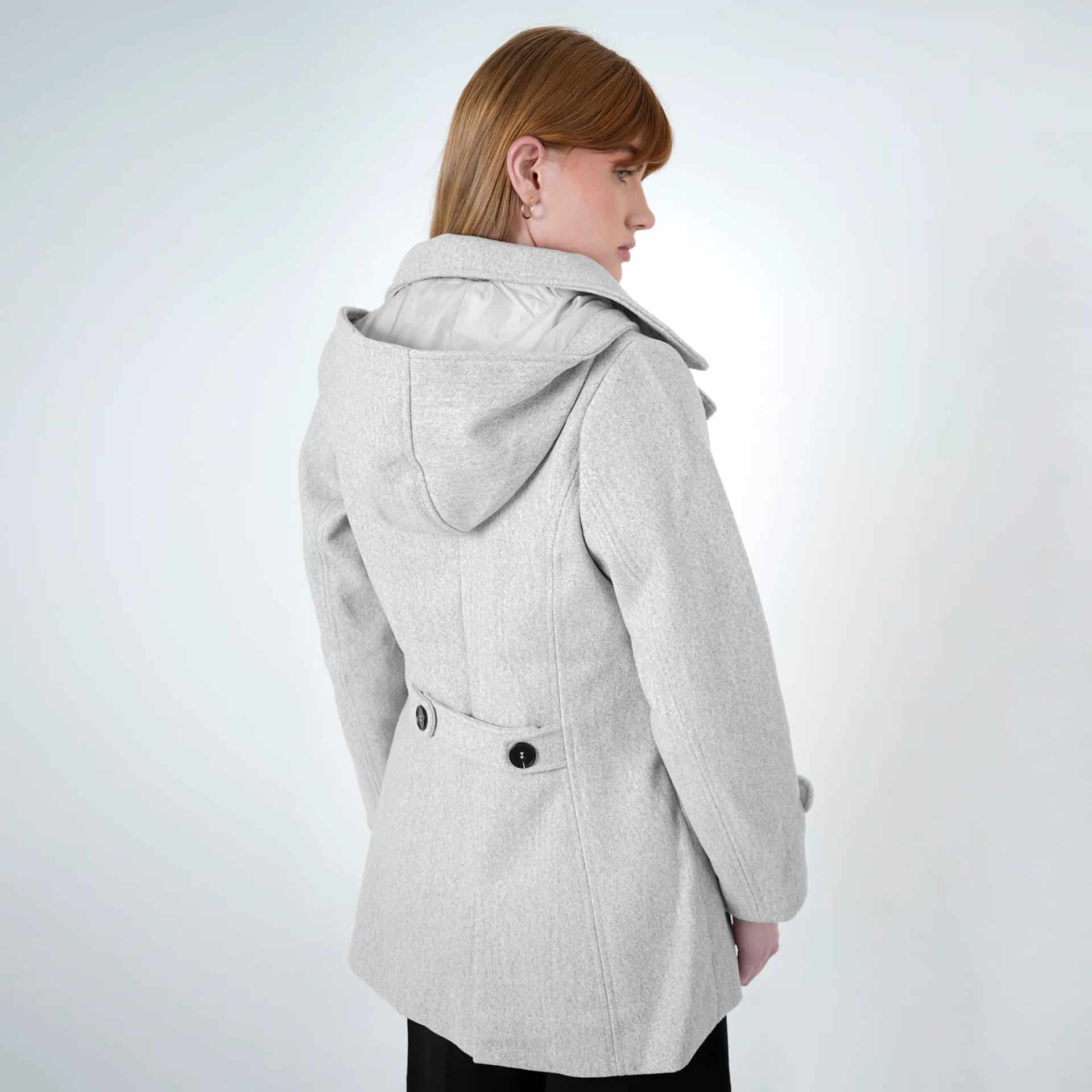 Chaqueta abrigo trench cruzado cuello solapa con capucha - miniatura 25