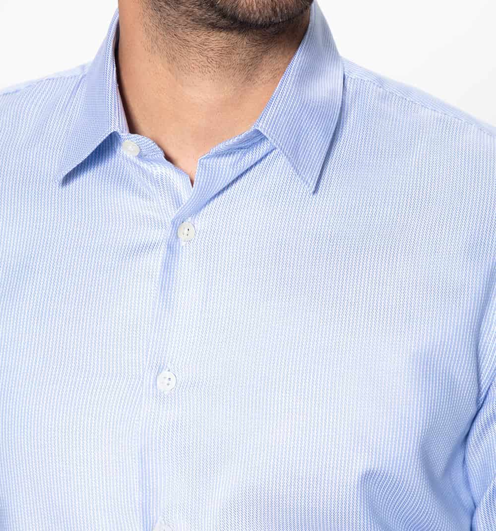 Camisa linea fina cuello italiano - miniatura 3