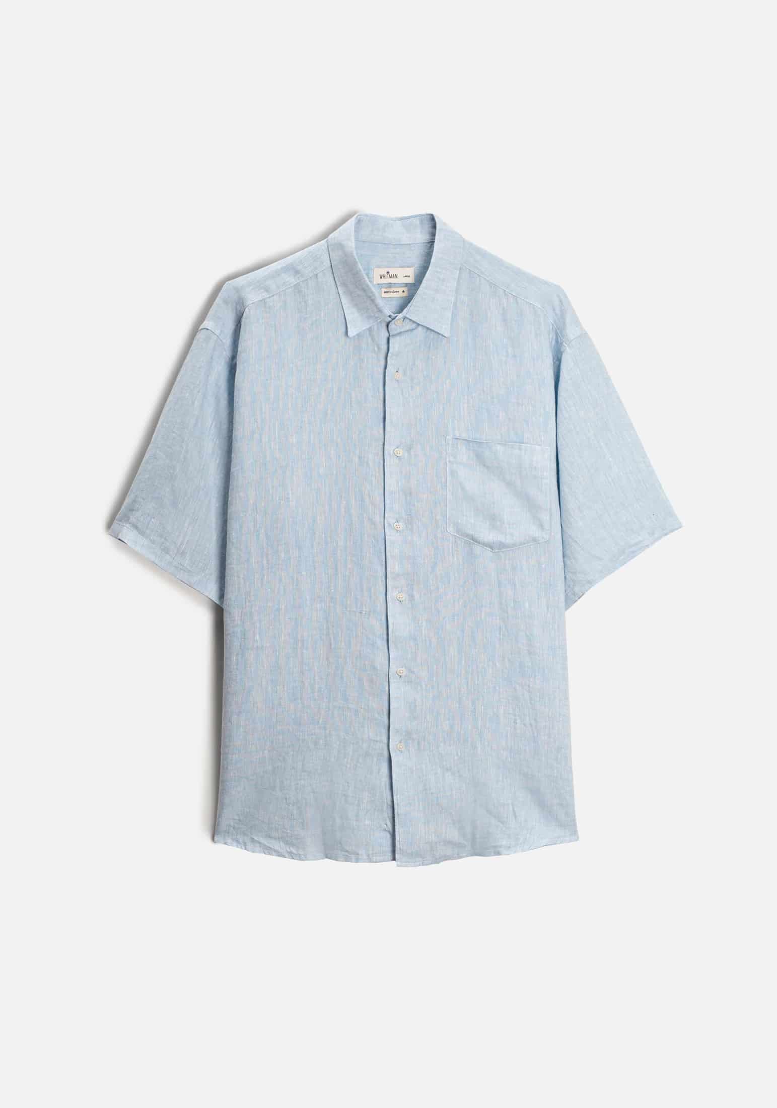 Camisa H Harlem Lino Unicolor Azul Claro - miniatura 1