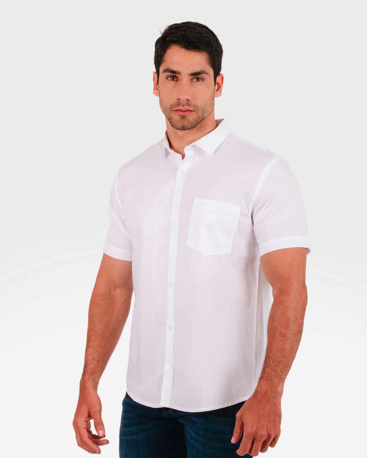 Camisa blanca manga corta para hombre - miniatura 7