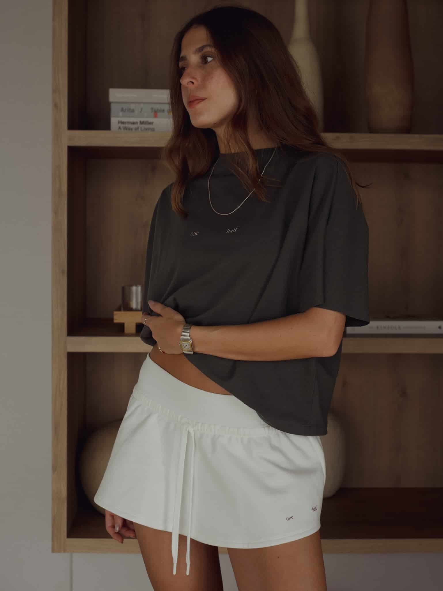 ONE HALF ROLLED SLEEVE T-SHIRT - GRAY - miniatura 2