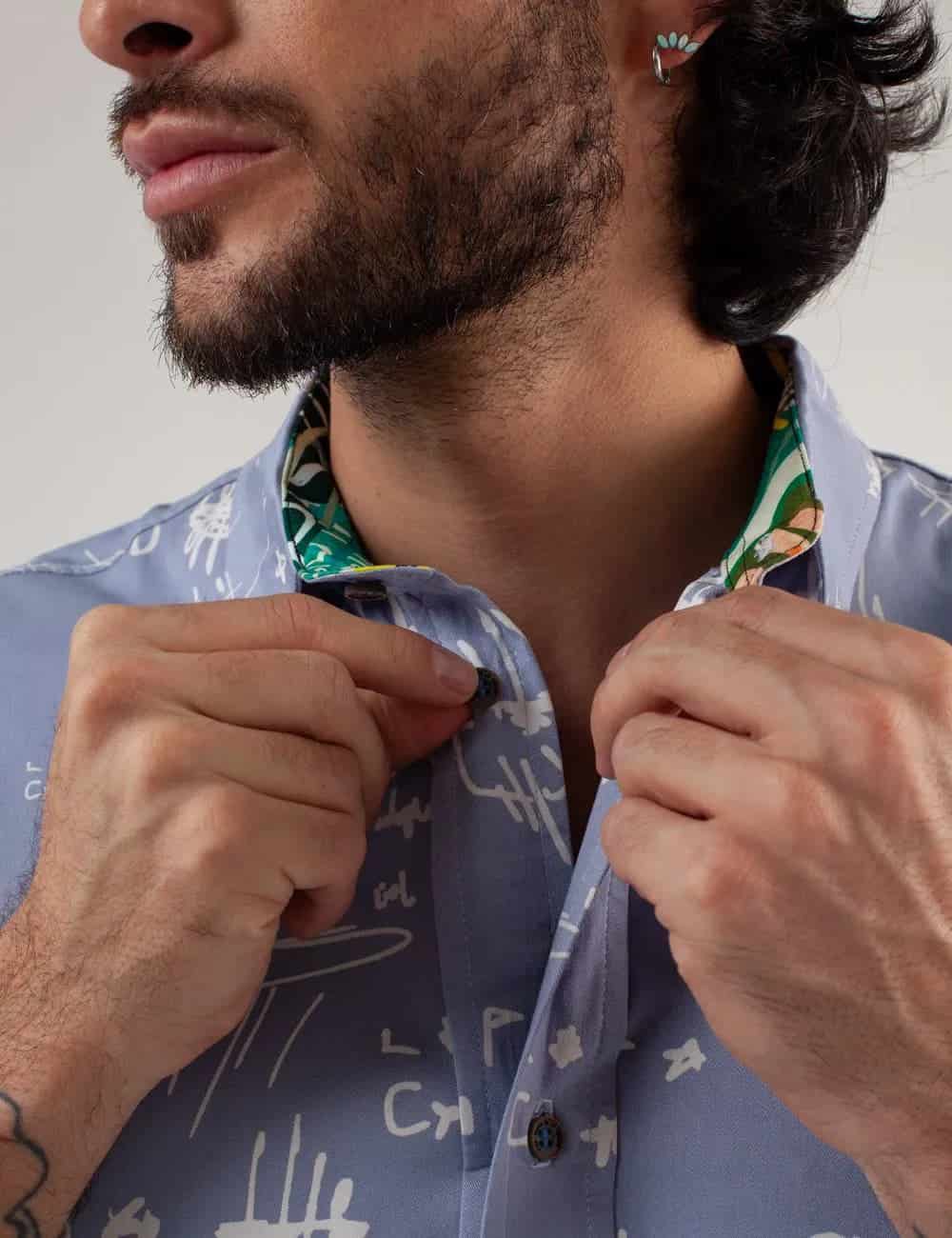 Camisa Regular Fit Le Panto Azul claro Hombre - miniatura 8
