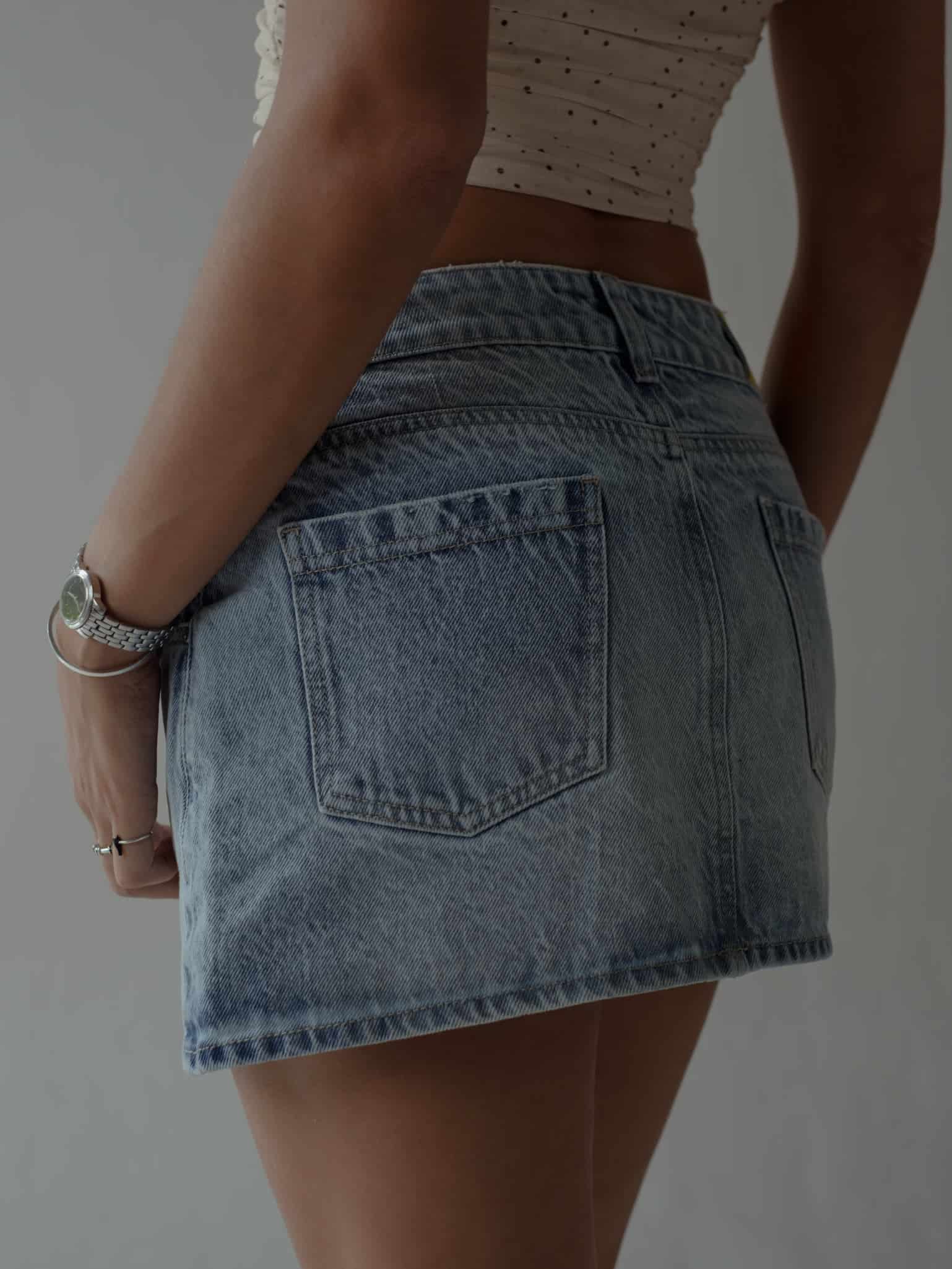 INDIGO MINI SKIRT - OLD LIGHT BLUE - miniatura 8