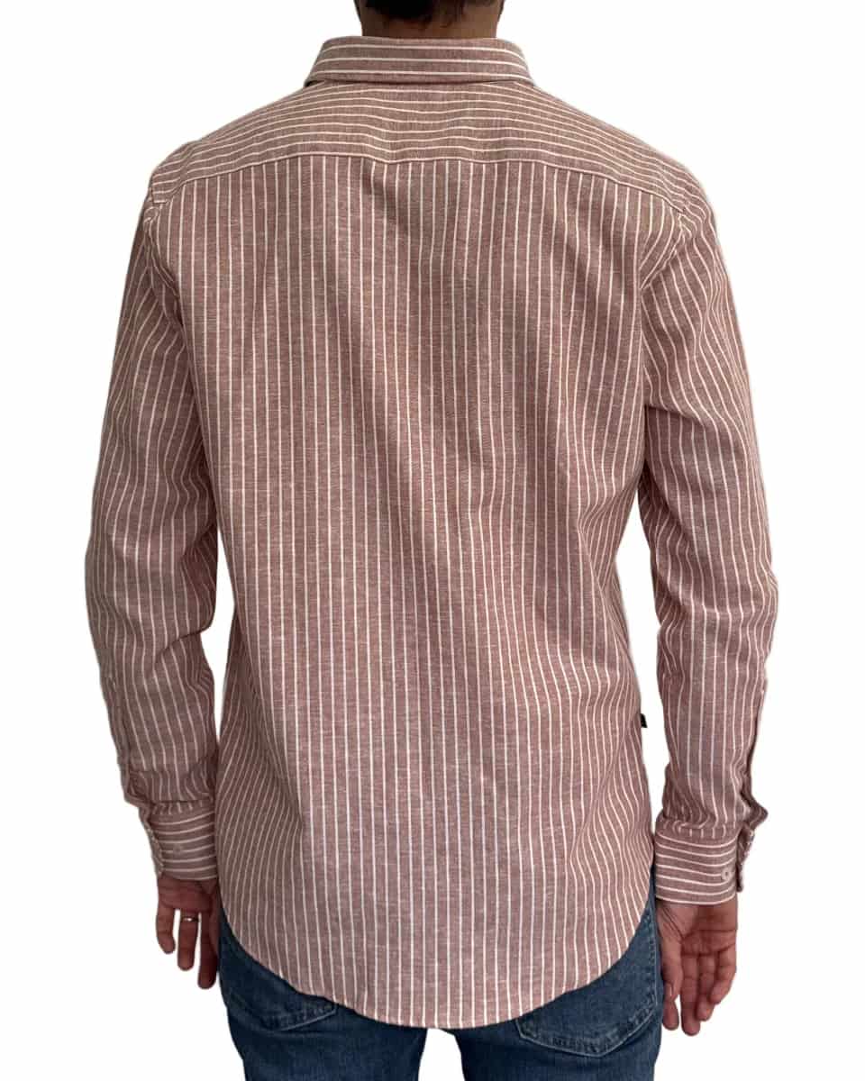 Camisa de Lino Arena y Rayas Blancas - miniatura 12