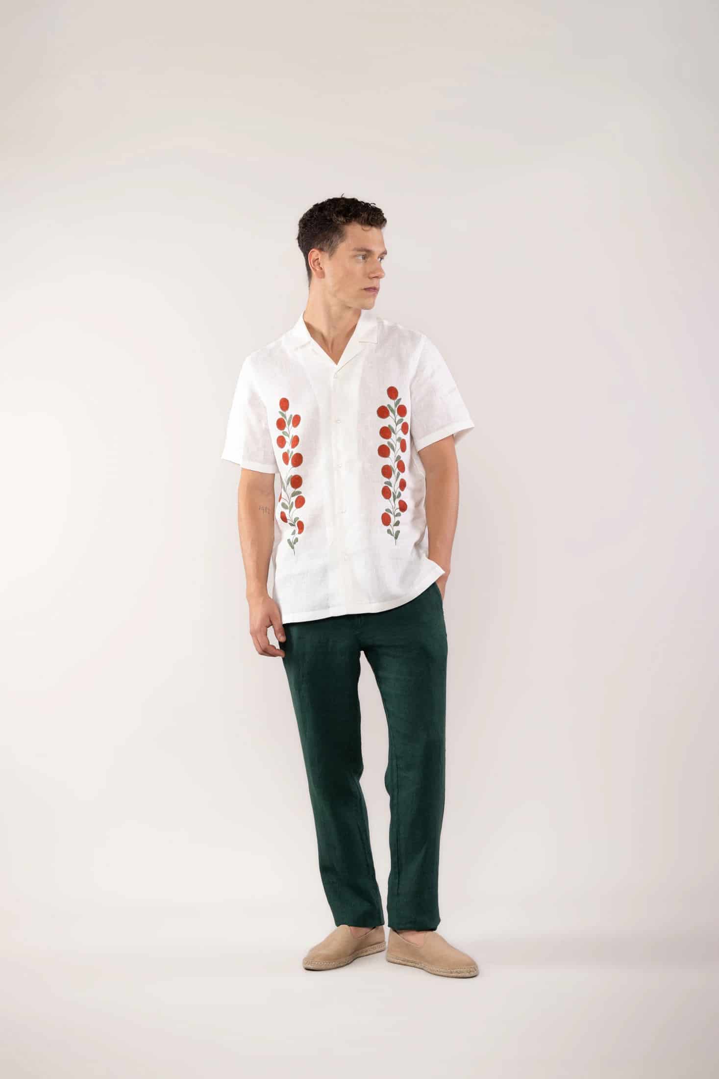 Men's linen shirt red mirzo - miniatura 4