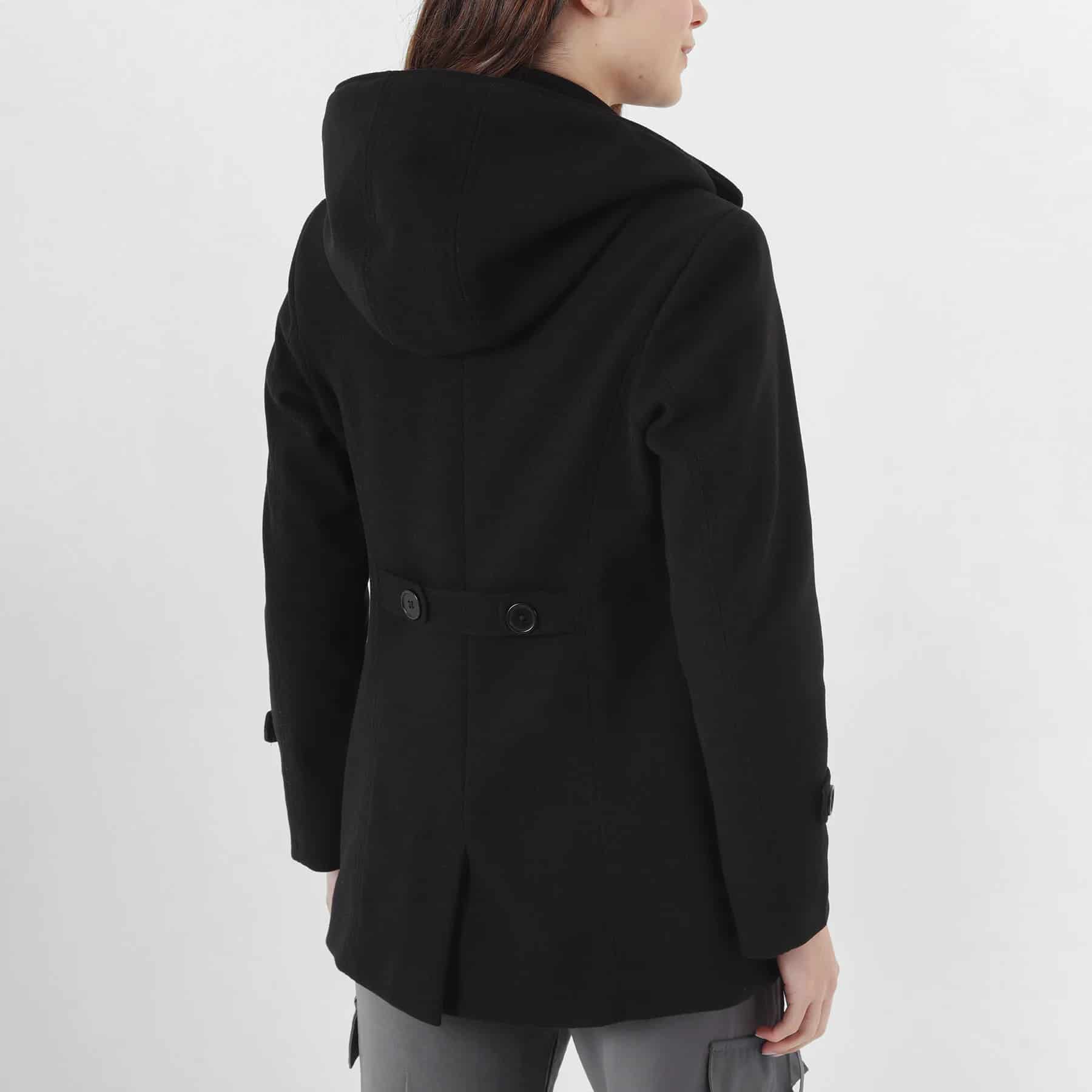 Chaqueta abrigo trench cruzado cuello solapa con capucha - miniatura 6