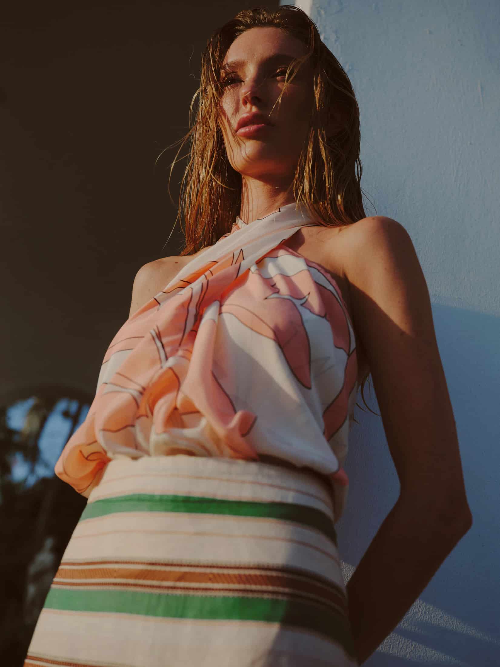 Cayetana Silk Crepe Blouse / Peach Palms - miniatura 2