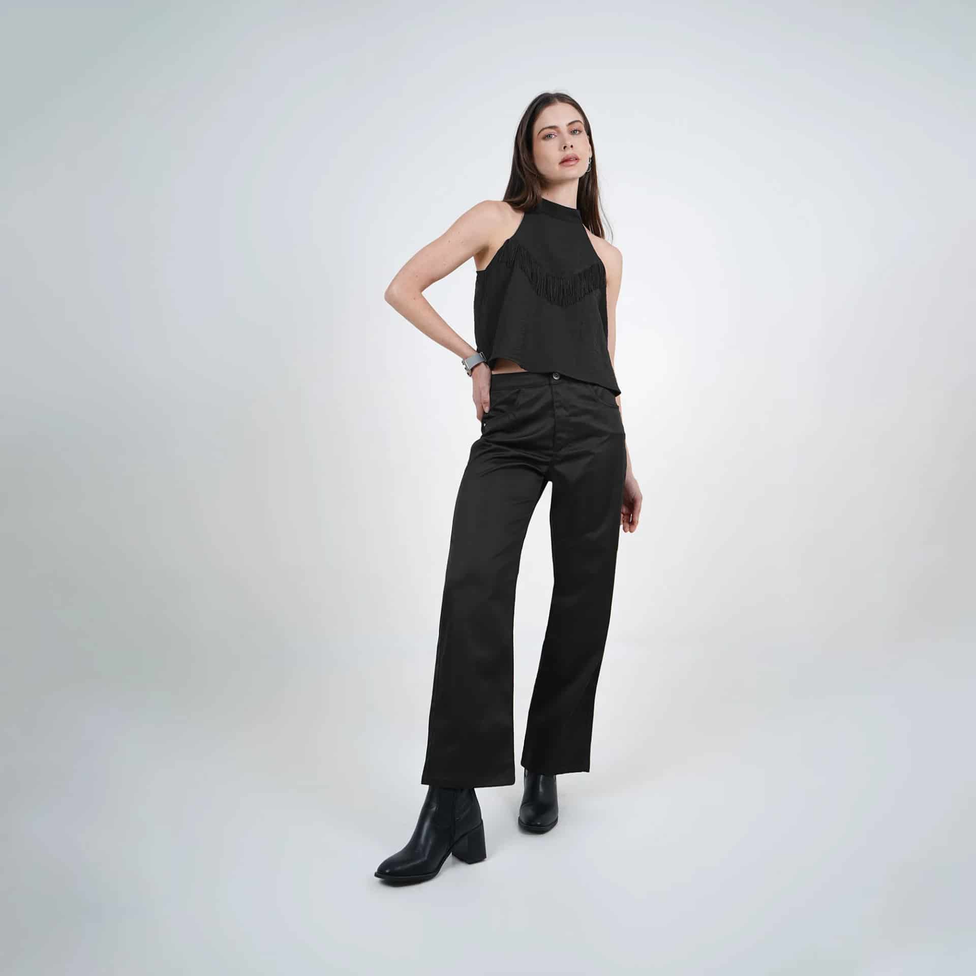 Pantalón bota recta con flecos - miniatura 2