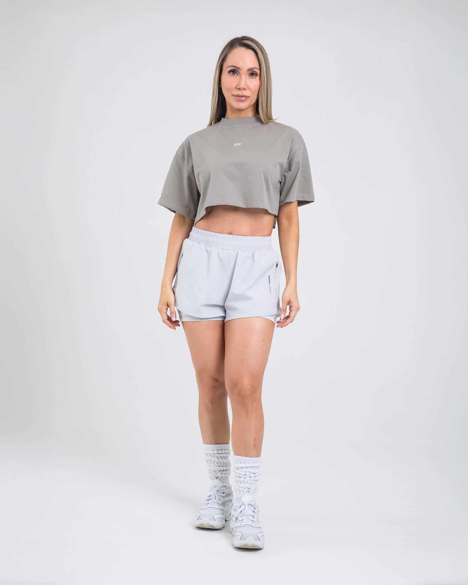 Short running trail dual gris cloud outdoor FIBER - miniatura 10