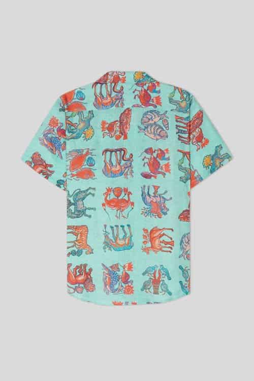 Men's ravena linen shirt turquoise - miniatura 3
