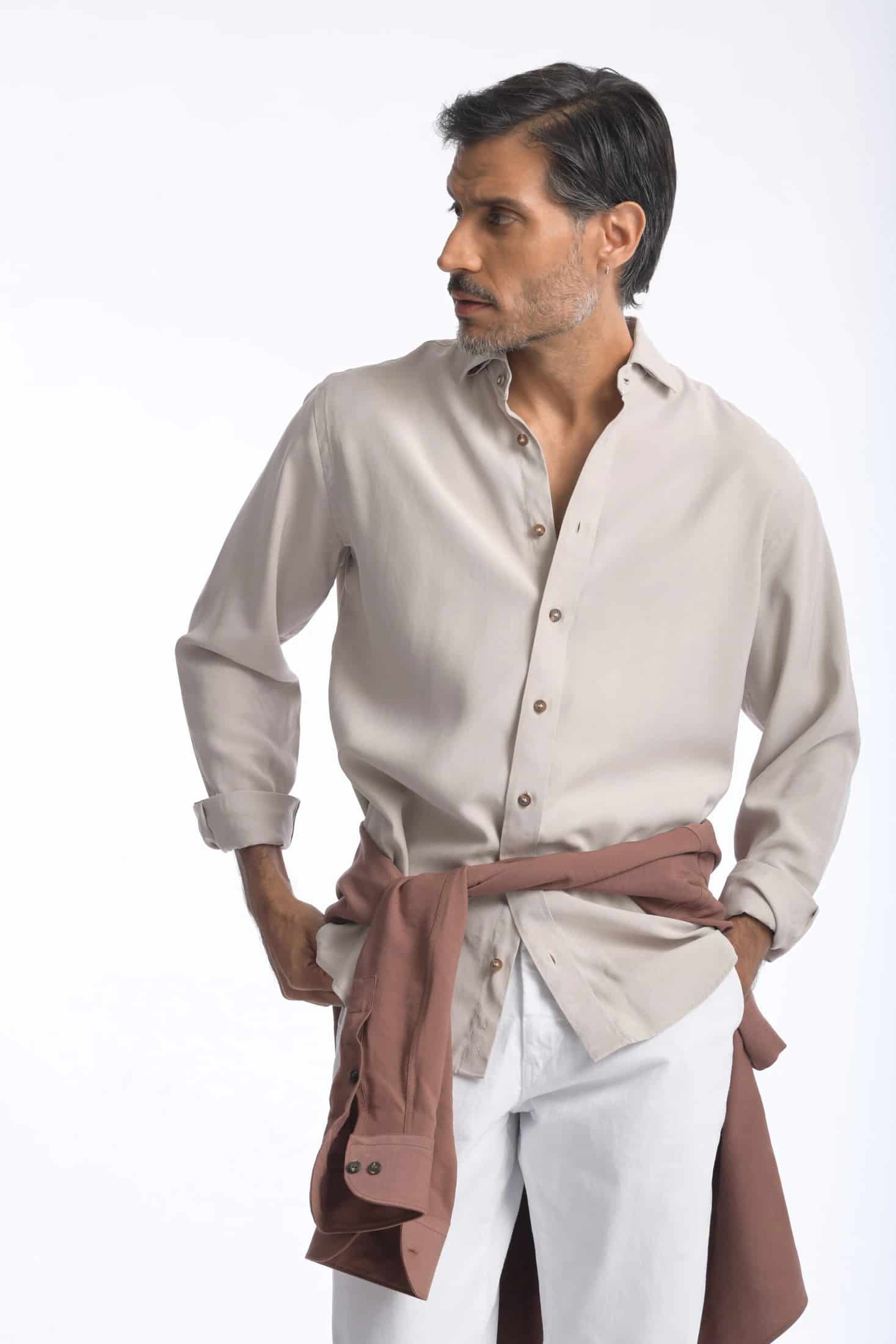 Camisa Cefiro Beige Claro - miniatura 1