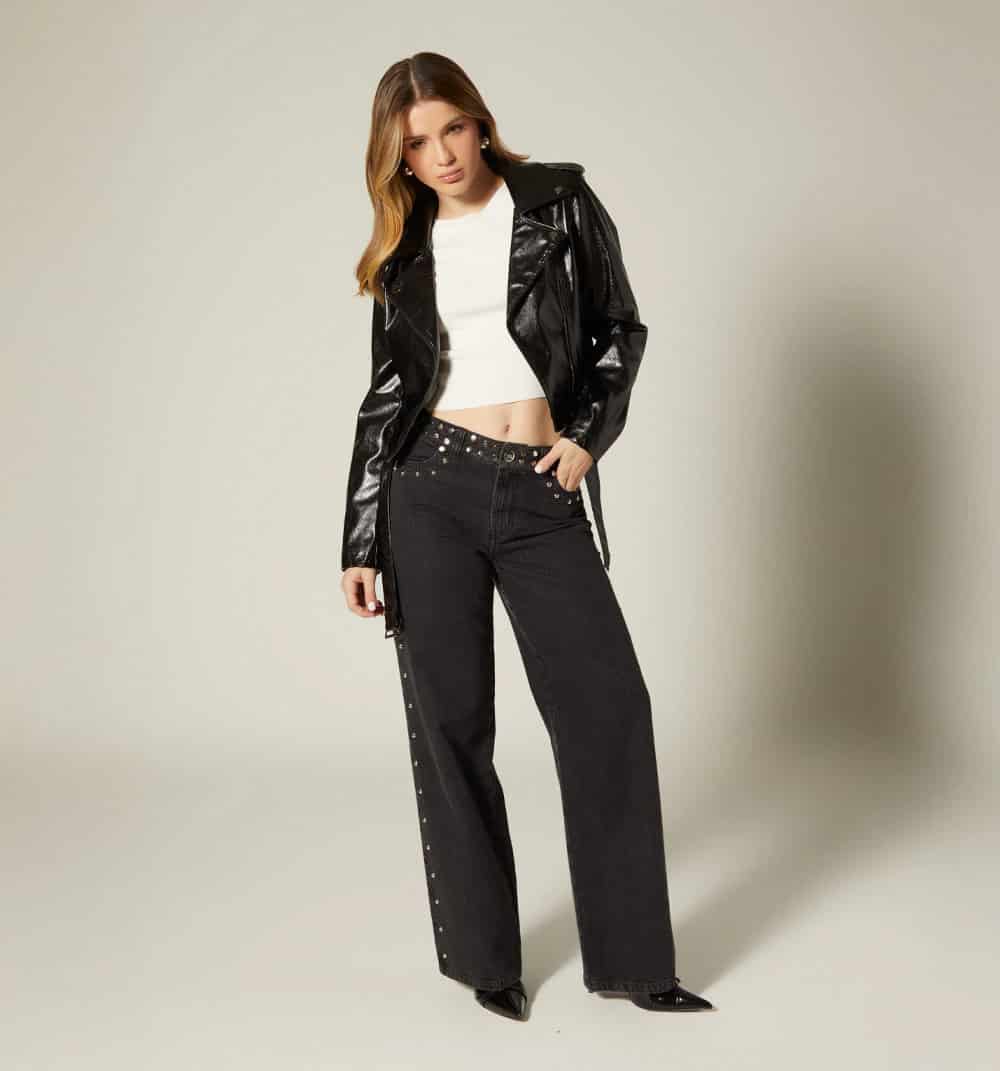 Chaqueta biker con cinturon - miniatura 17