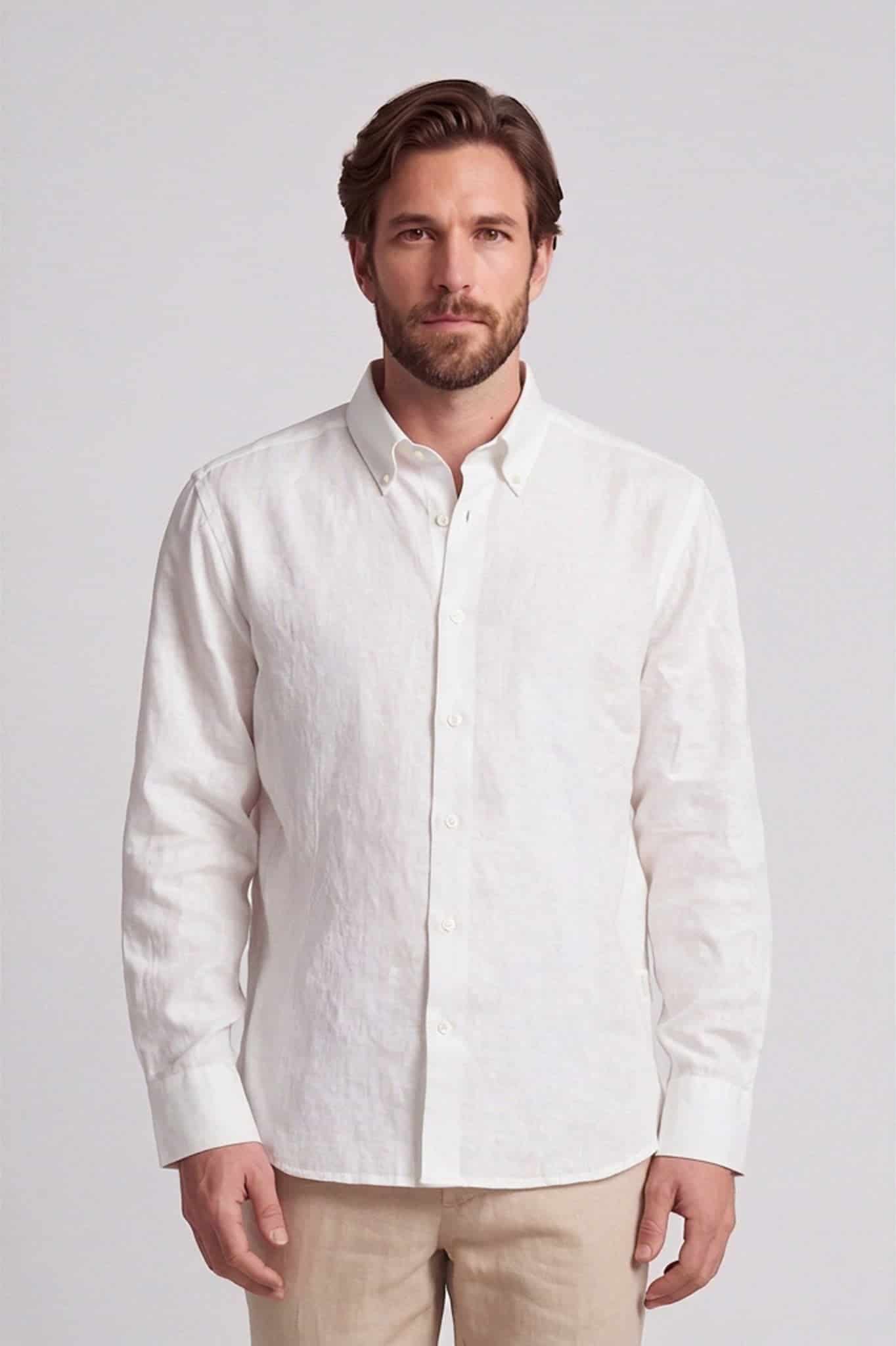 Camisa manga larga lino y algodón para hombre Jon Sonen 010226001 - miniatura 4