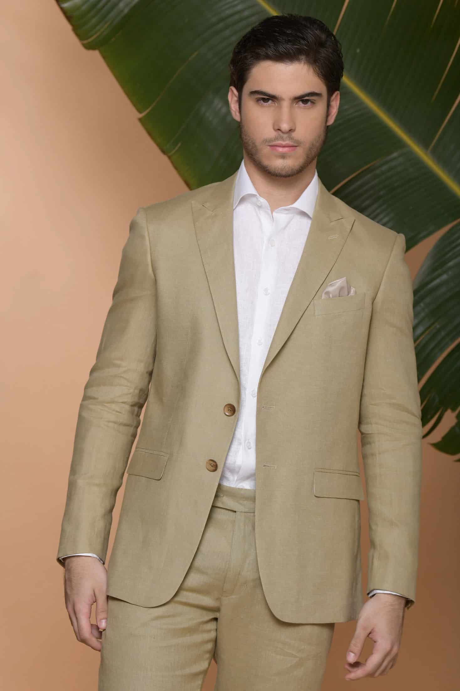 Traje Slim Fit 100% Lino Verde Aloe - miniatura 6