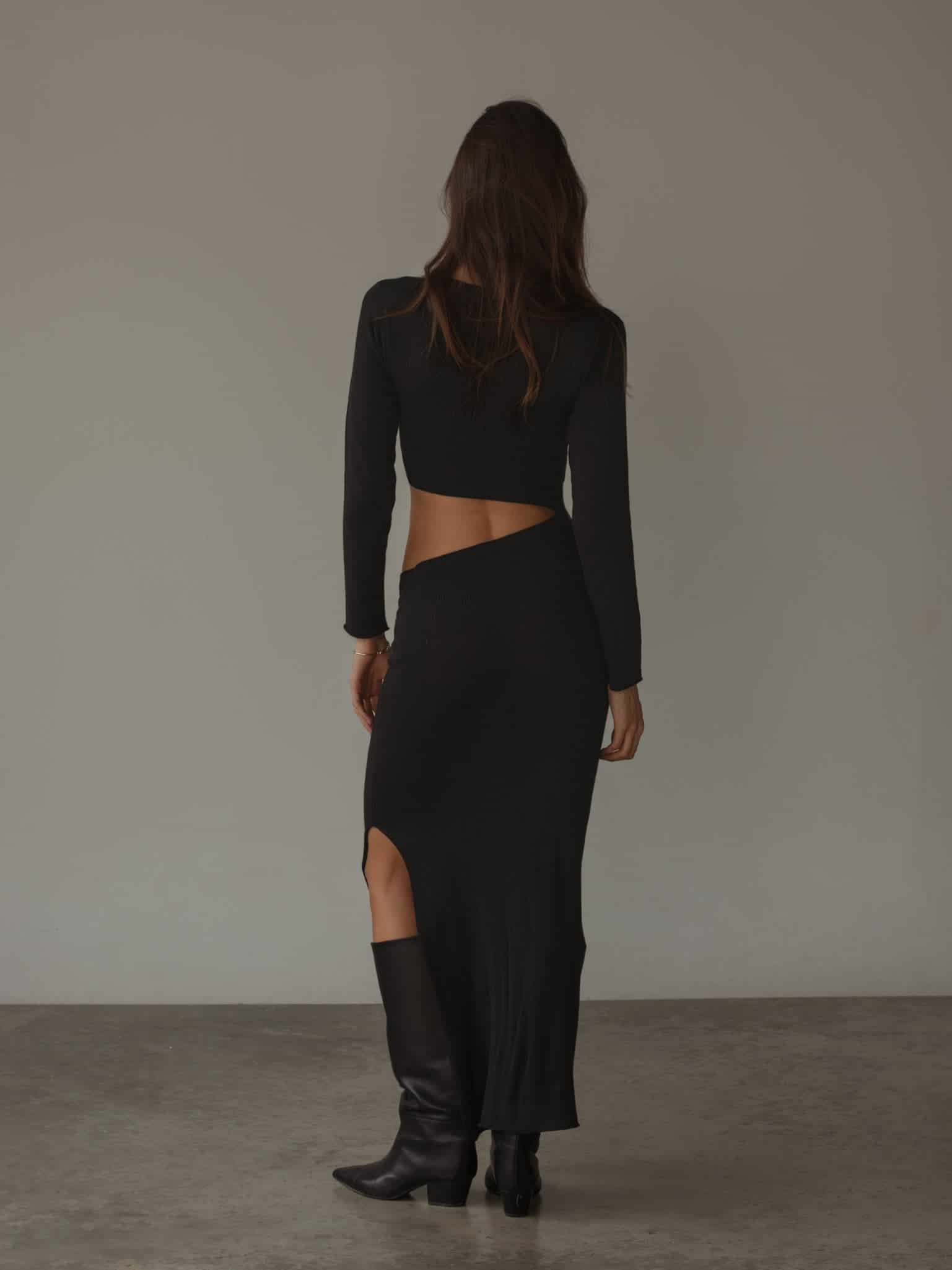 EDGE KNIT DRESS - BLACK - miniatura 10