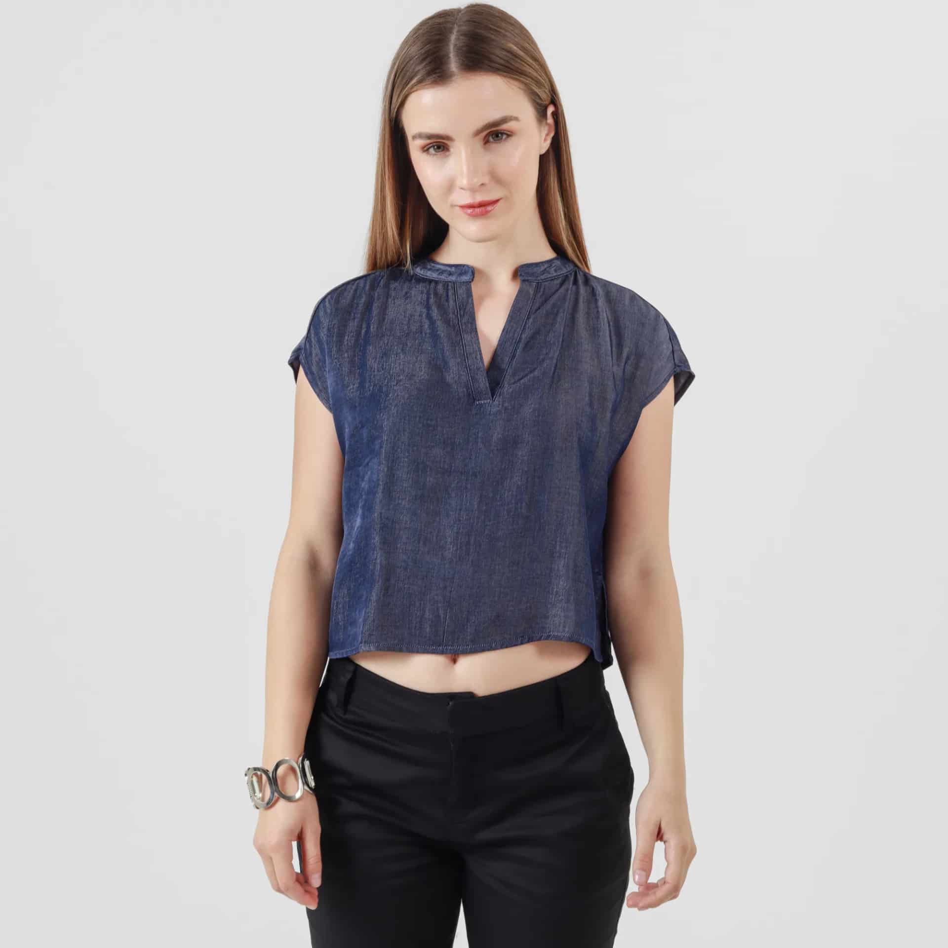 Blusa Cuello V Neru Manga Sisa - miniatura 3