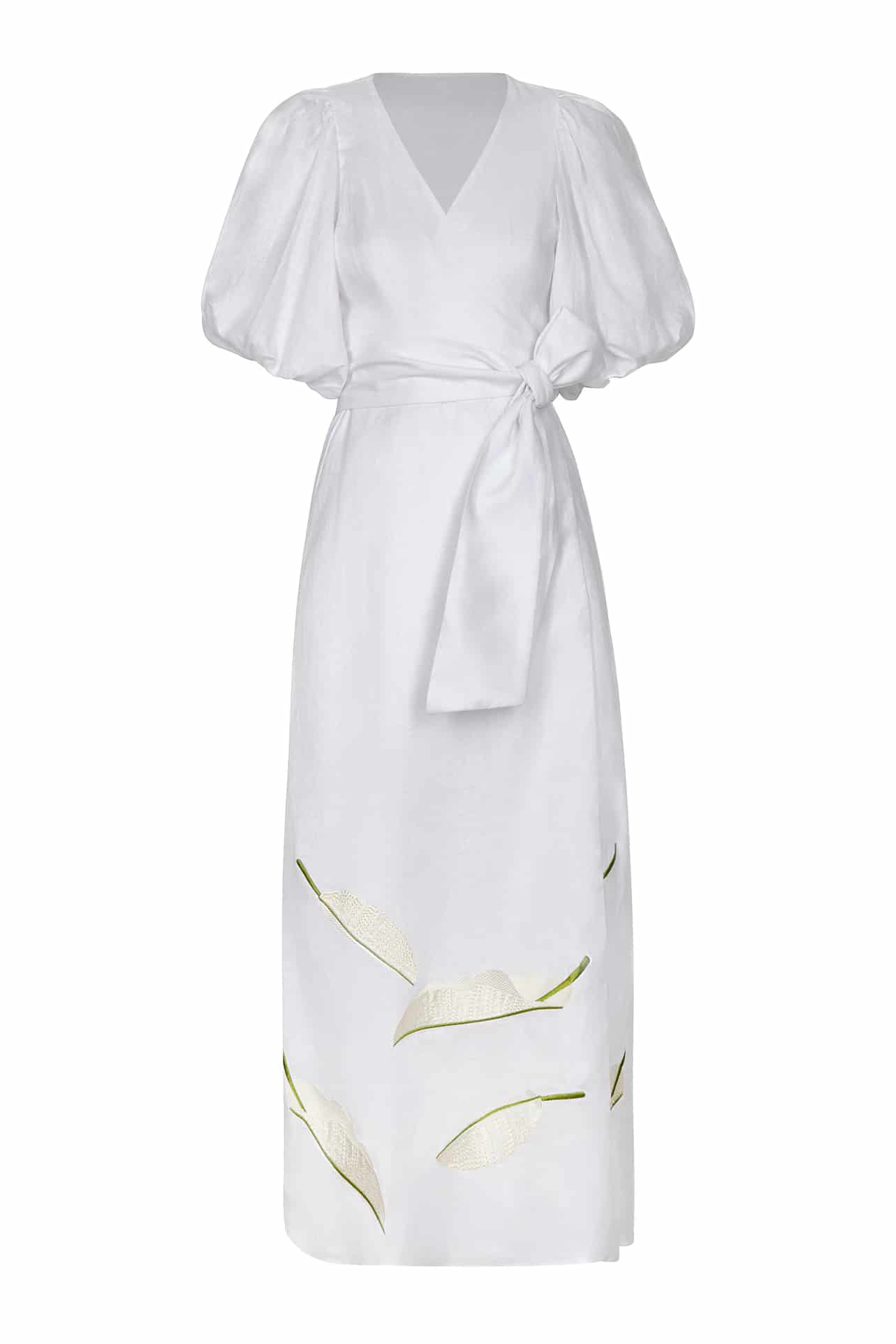 Ermita Linen Embroidered Midi Dress / White - miniatura 1