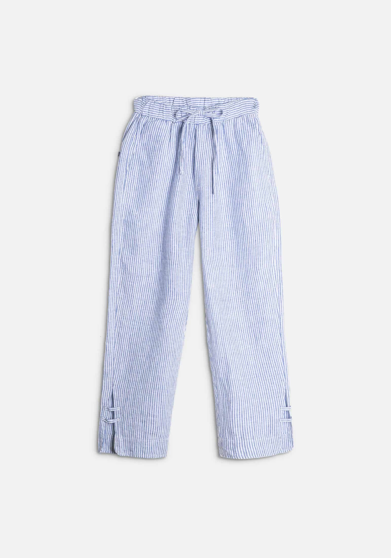 Jogger Alessia Lino Rayas Azul - Blanco - miniatura 1