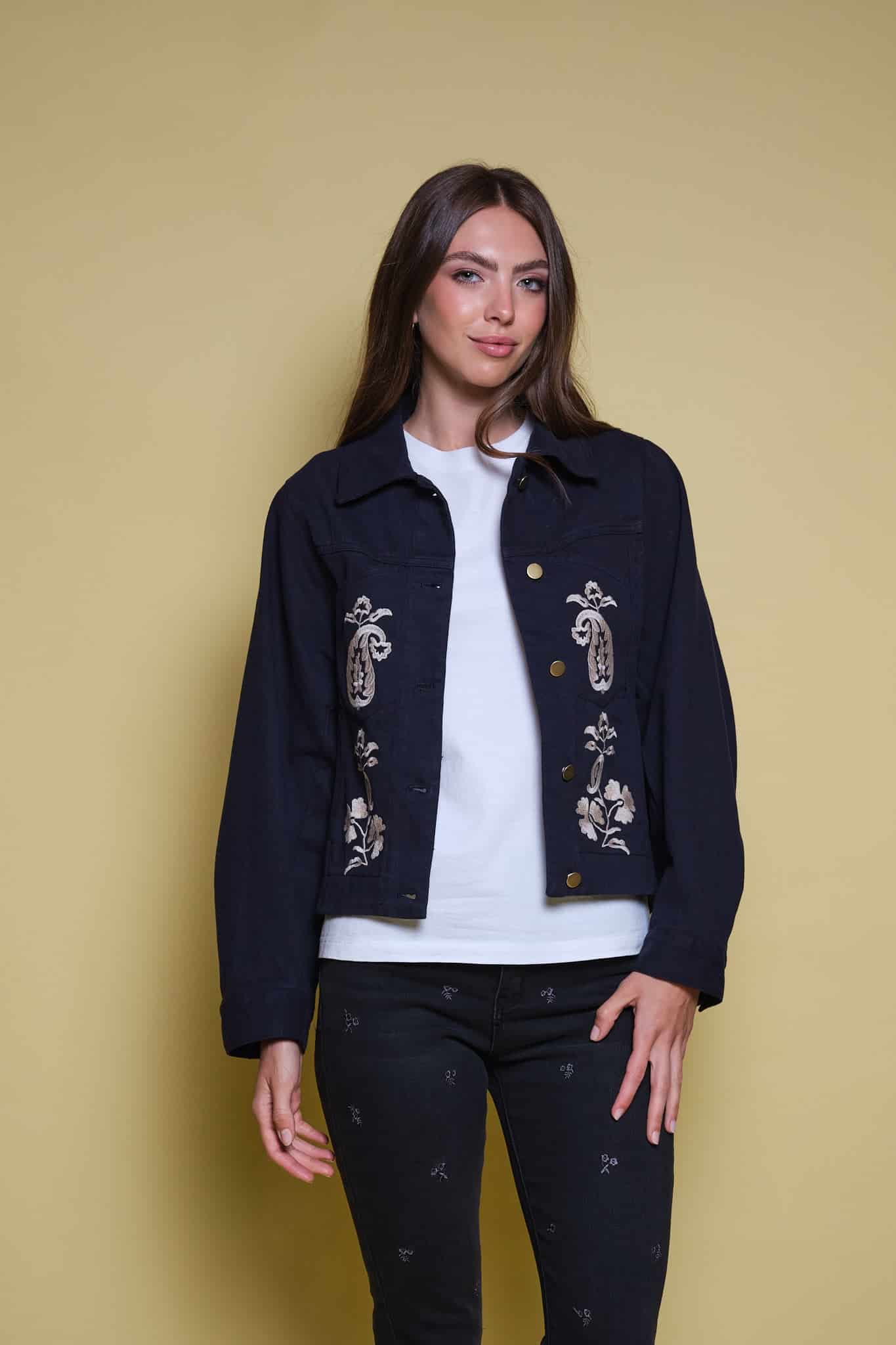 CHAQUETA DRIL AZUL OSCURO BORDADO PAISLEY - miniatura 7