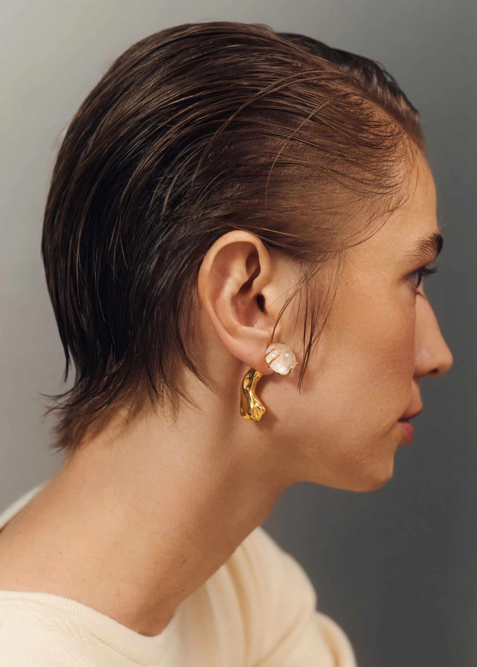 Aretes Cuarzo Maxi Petal Curve - miniatura 2