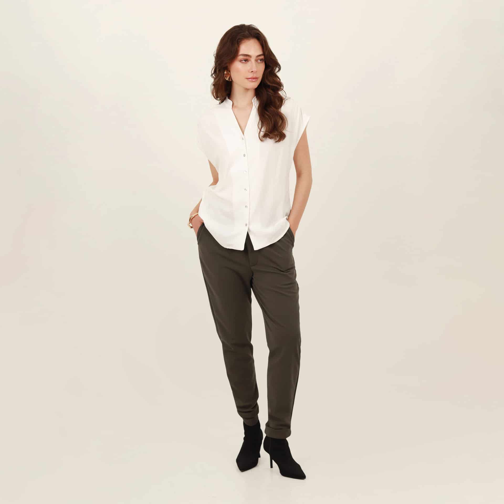 Pantalón bota recta guardapolvo con elastico en cintura - miniatura 7