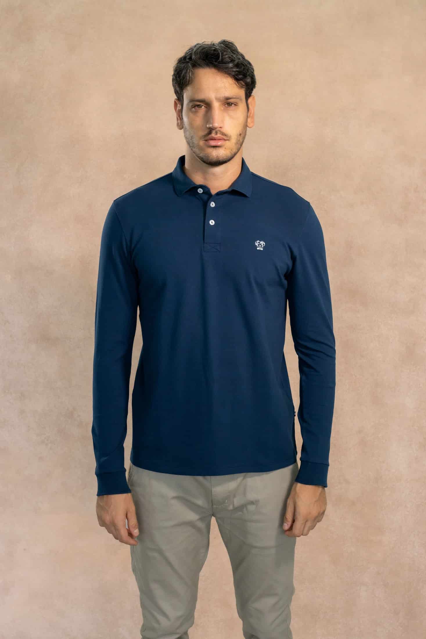 Polo Antimanchas Manga Larga Azul Navy - miniatura 1