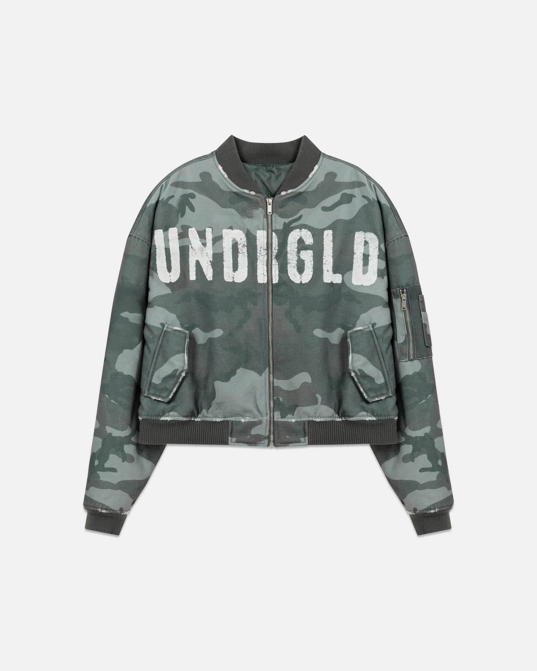 Holy Worn Logo Bomber Jacket Gray Camo - miniatura 1