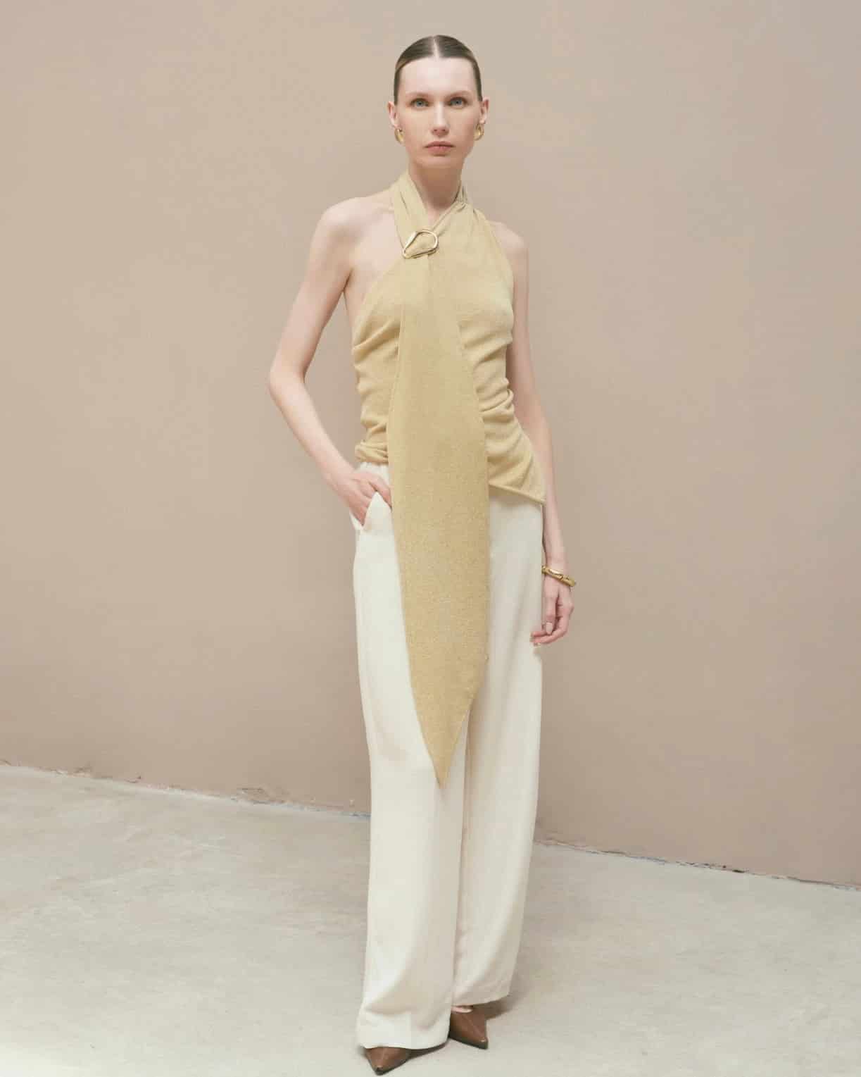 Top Afrodita Beige-Dorado - miniatura 1