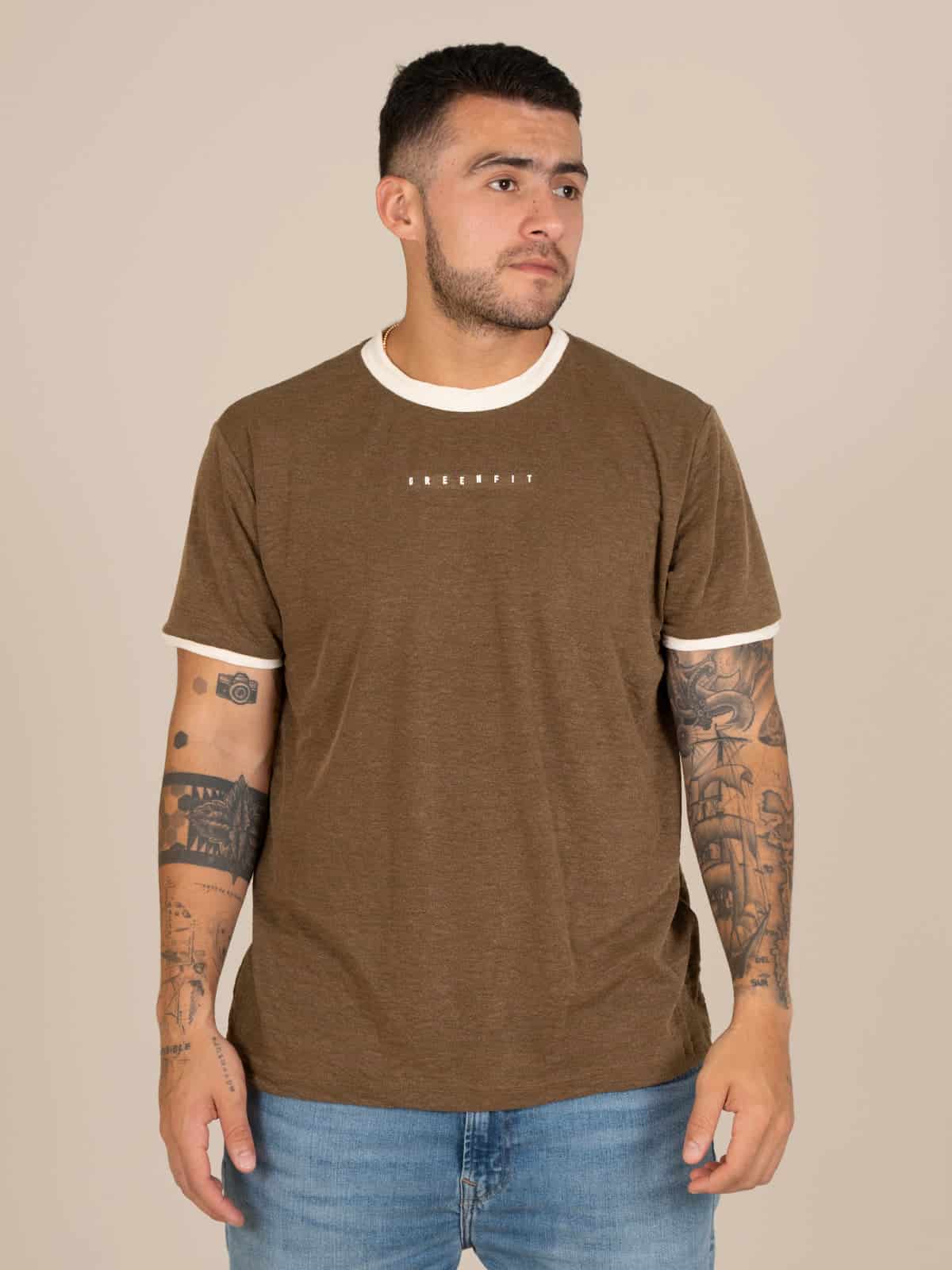Camiseta hombre slim iza cafe - miniatura 1