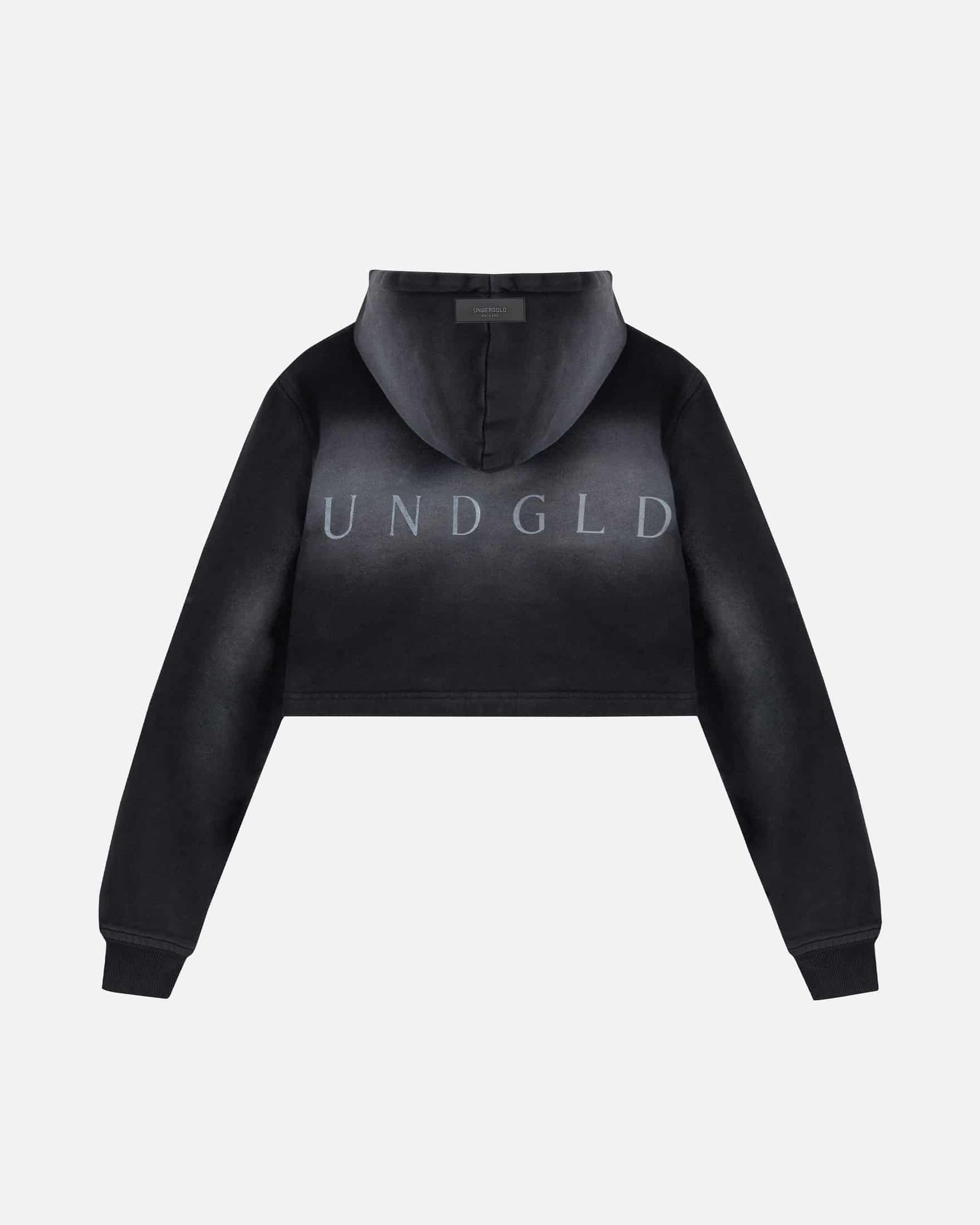 Eternal UNDGLD Slim Fit Zip Up Cropped Hoodie Smoky Black - miniatura 3