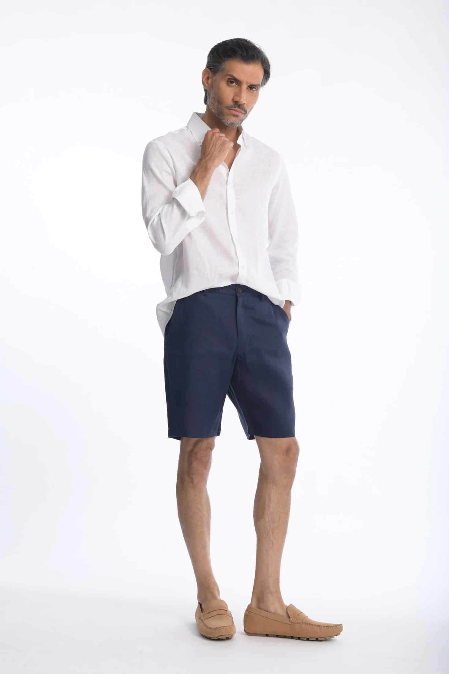 Bermuda Lino Azul Navy - miniatura 1