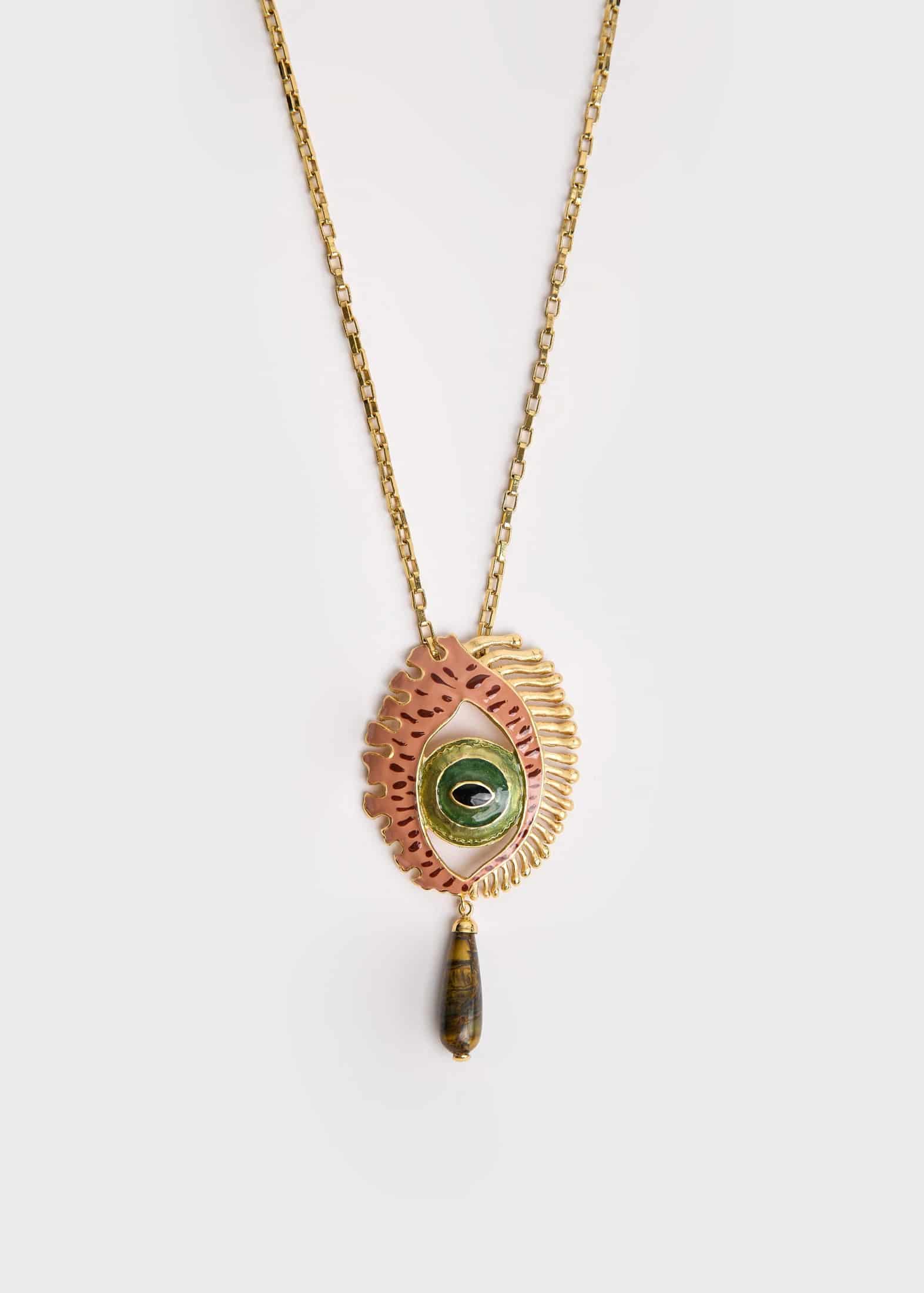 MAXI EYE TERRACOTTA CHAIN NECKLACE - miniatura 1
