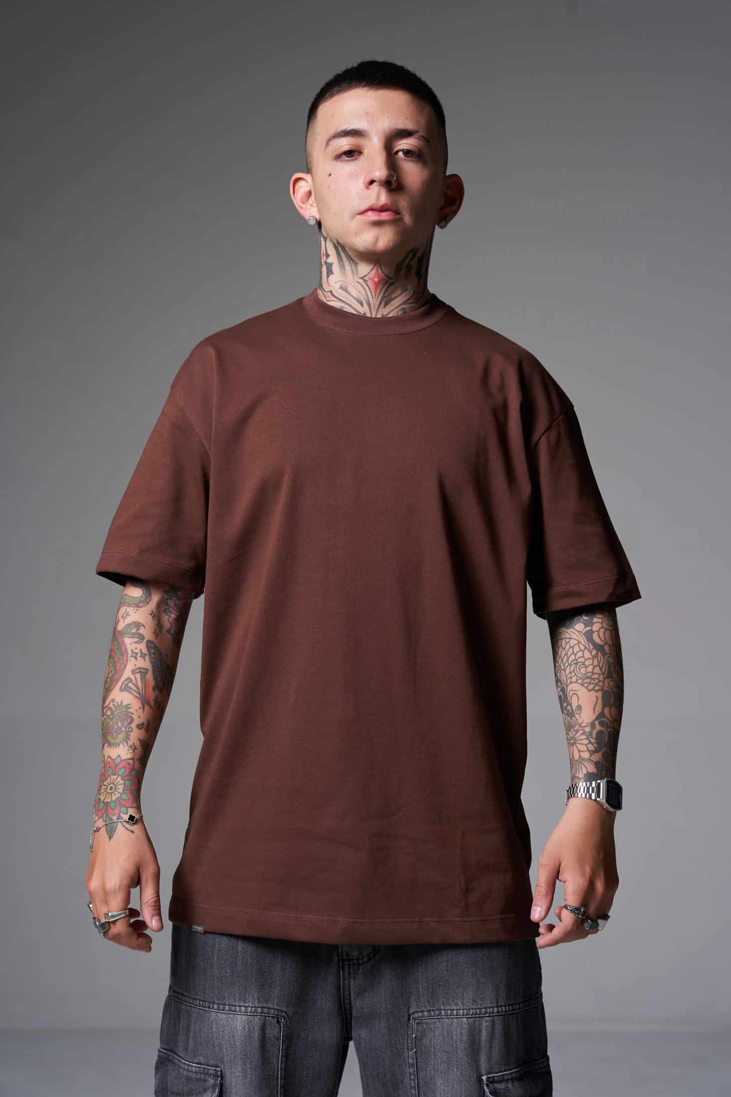 Camiseta 100% Algodón Peruano Chocolate  Oversize 250 Gramos - miniatura 1