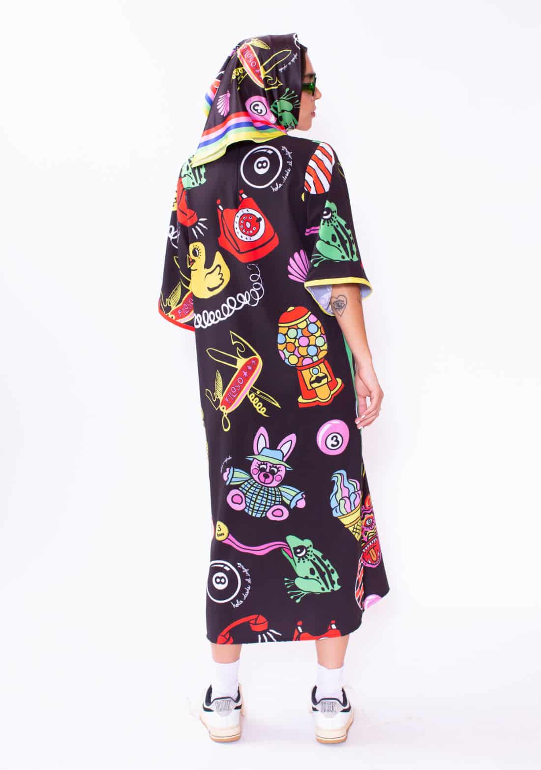 Vestido Loose Negro /  Ilustración Encantados Tesoros - miniatura 3
