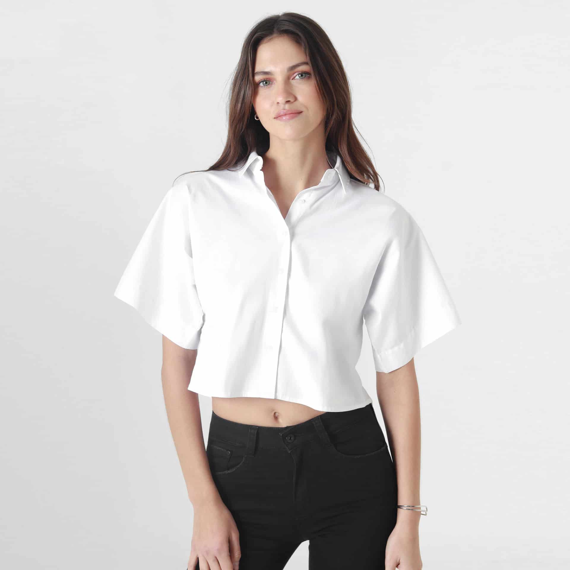 Blusa Cuello Camisero Manga Corta - miniatura 1