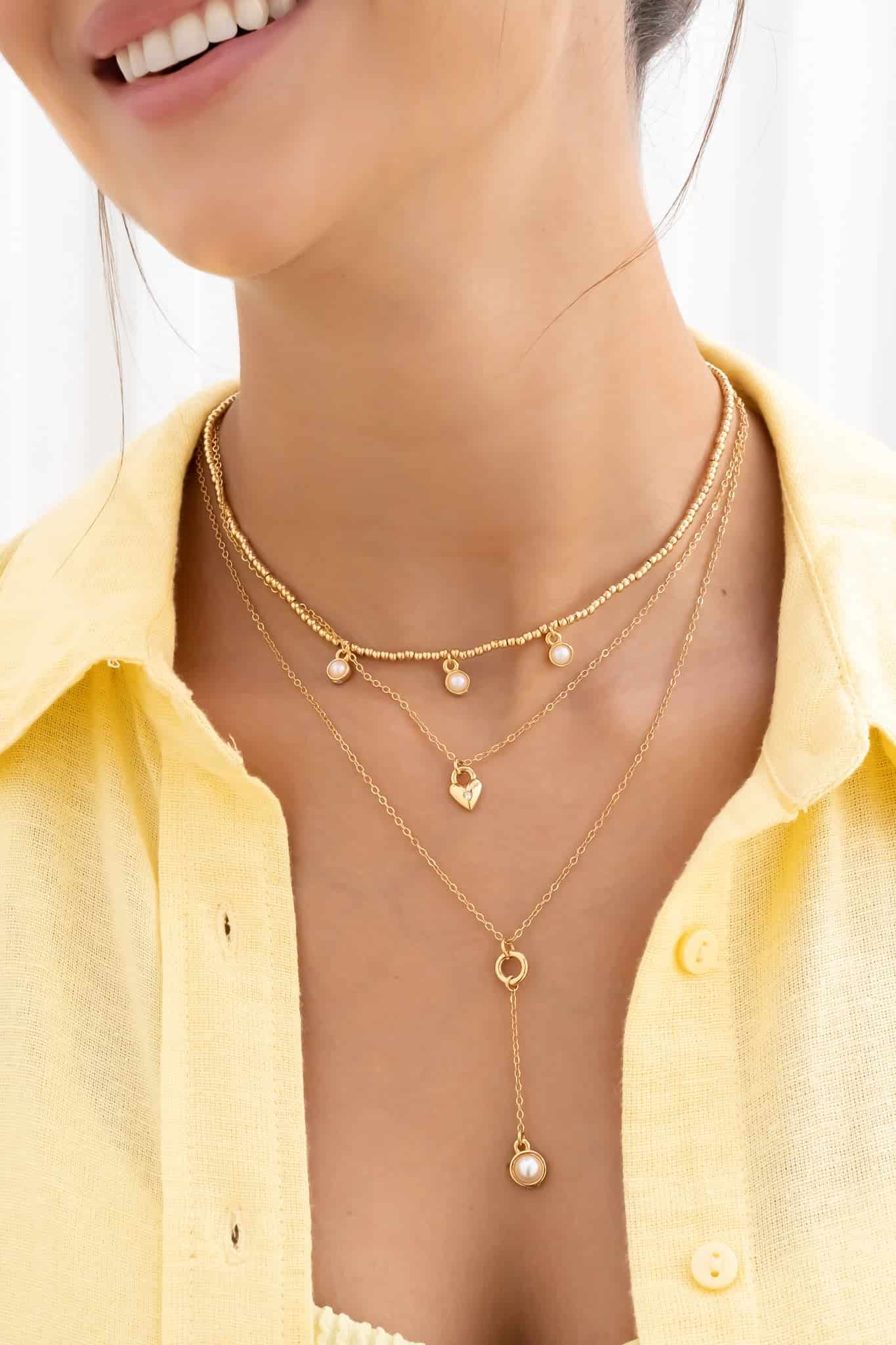 Set De 2 Cadenas Con Dije De Perla + Aretes - miniatura 2